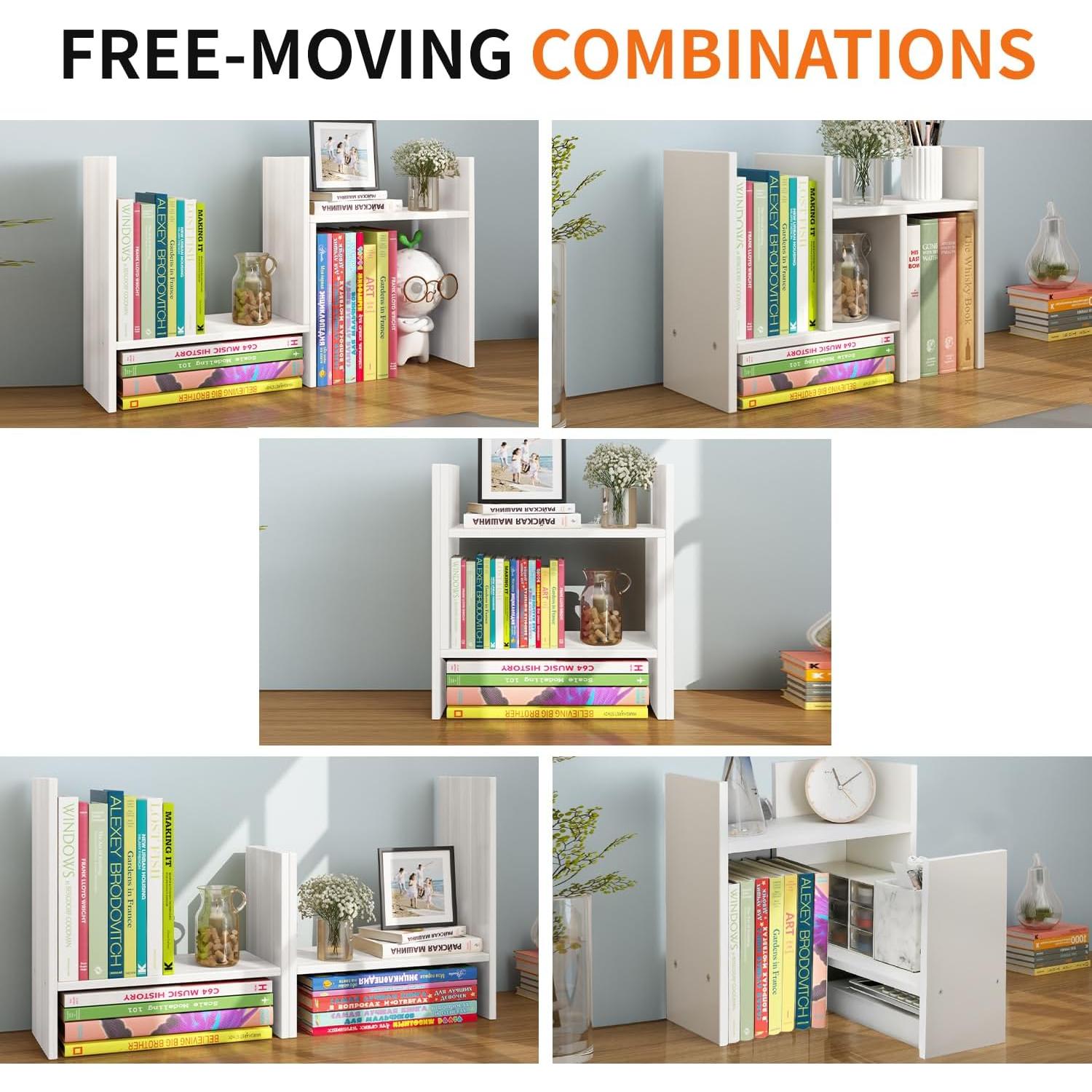 Estante de Escritorio Ajustable YSJILIDE de Madera Blanco