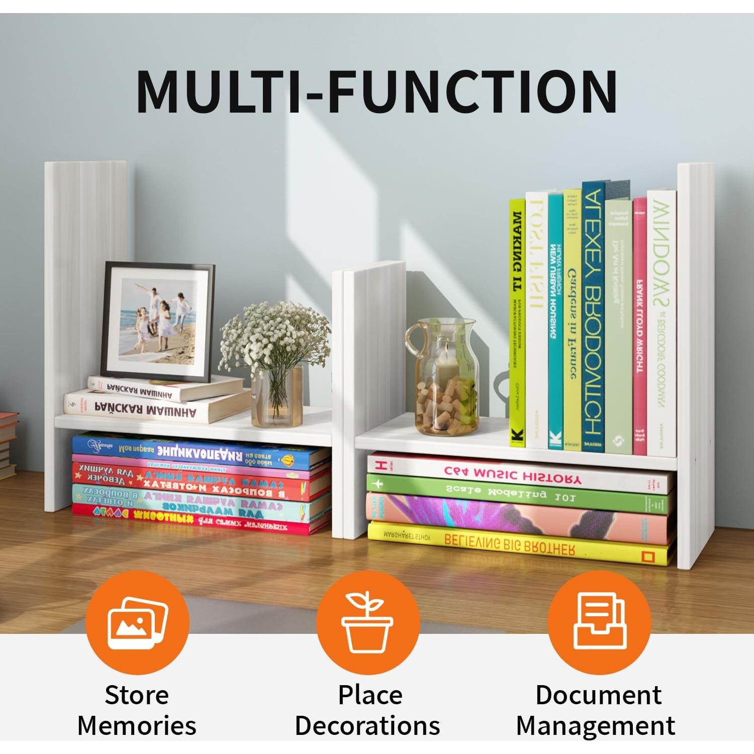 Estante de Escritorio Ajustable YSJILIDE de Madera Blanco