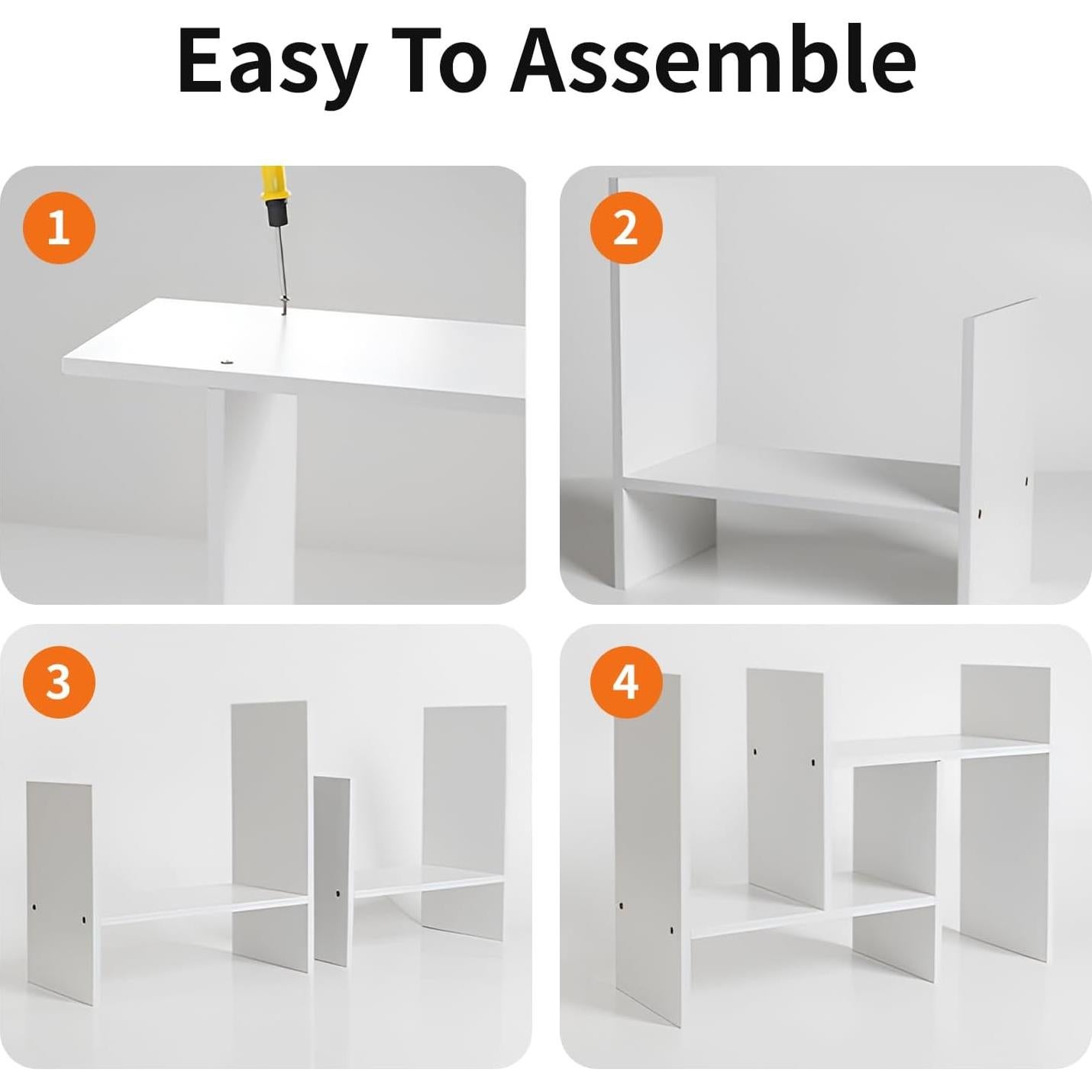 Estante de Escritorio Ajustable YSJILIDE de Madera Blanco