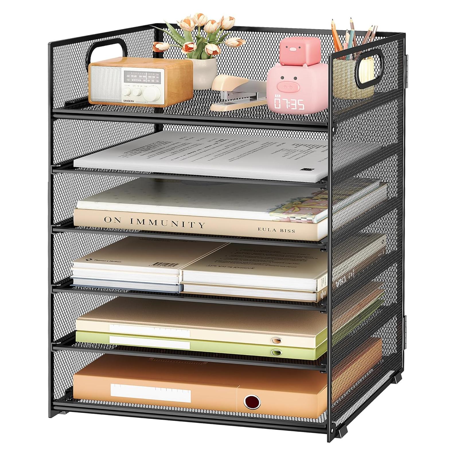 Organizador de Escritorio SUBEKYU 6 Niveles Malla Negra