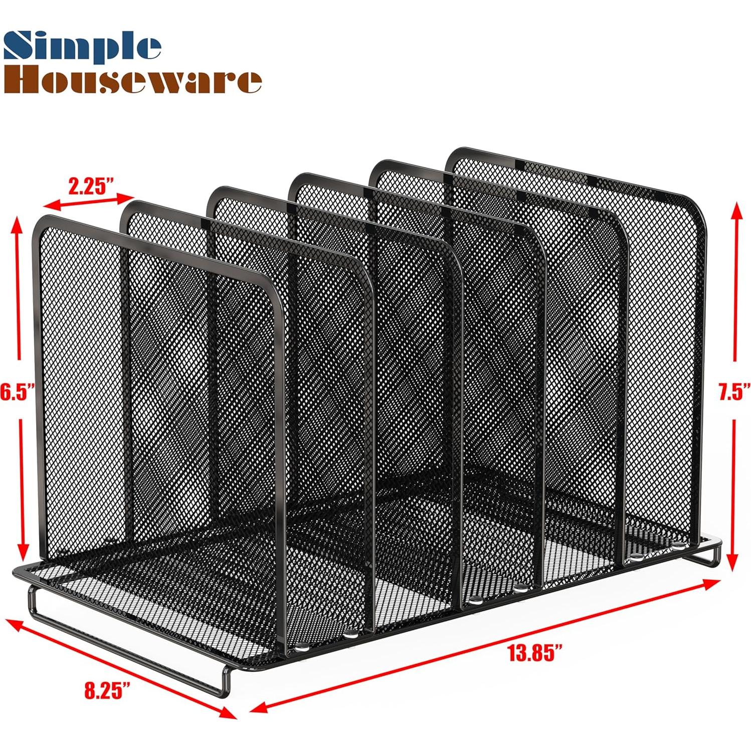Organizador de Archivos Vertical Expandible Simple Houseware 5 Secciones Negro