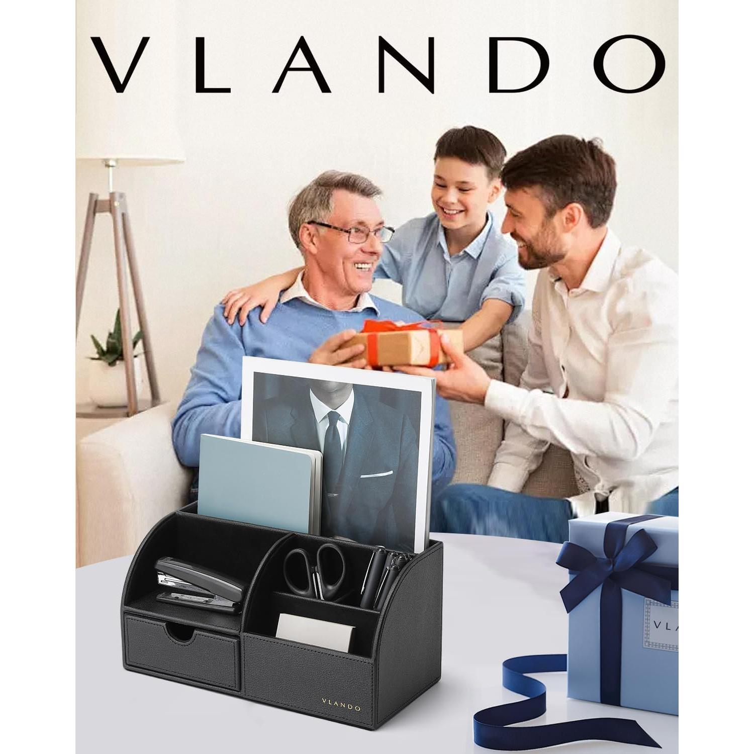Organizador de Escritorio Vlando Negro, Soporte Multifuncional 28.1x14.2 cm