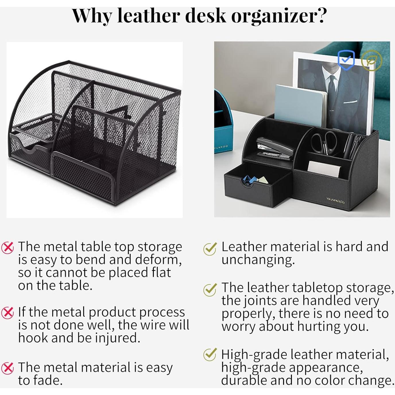Organizador de Escritorio Vlando Negro, Soporte Multifuncional 28.1x14.2 cm