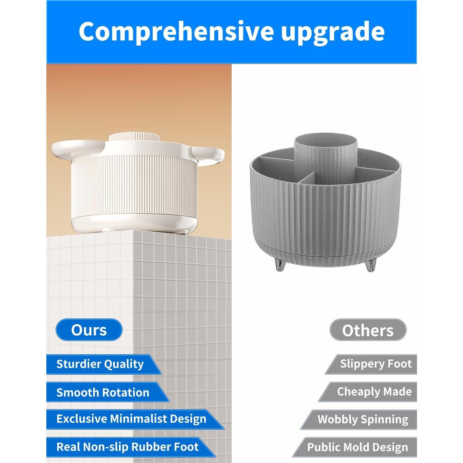 Organizador de escritorio Tiizze giratorio 360° beige con bandejas