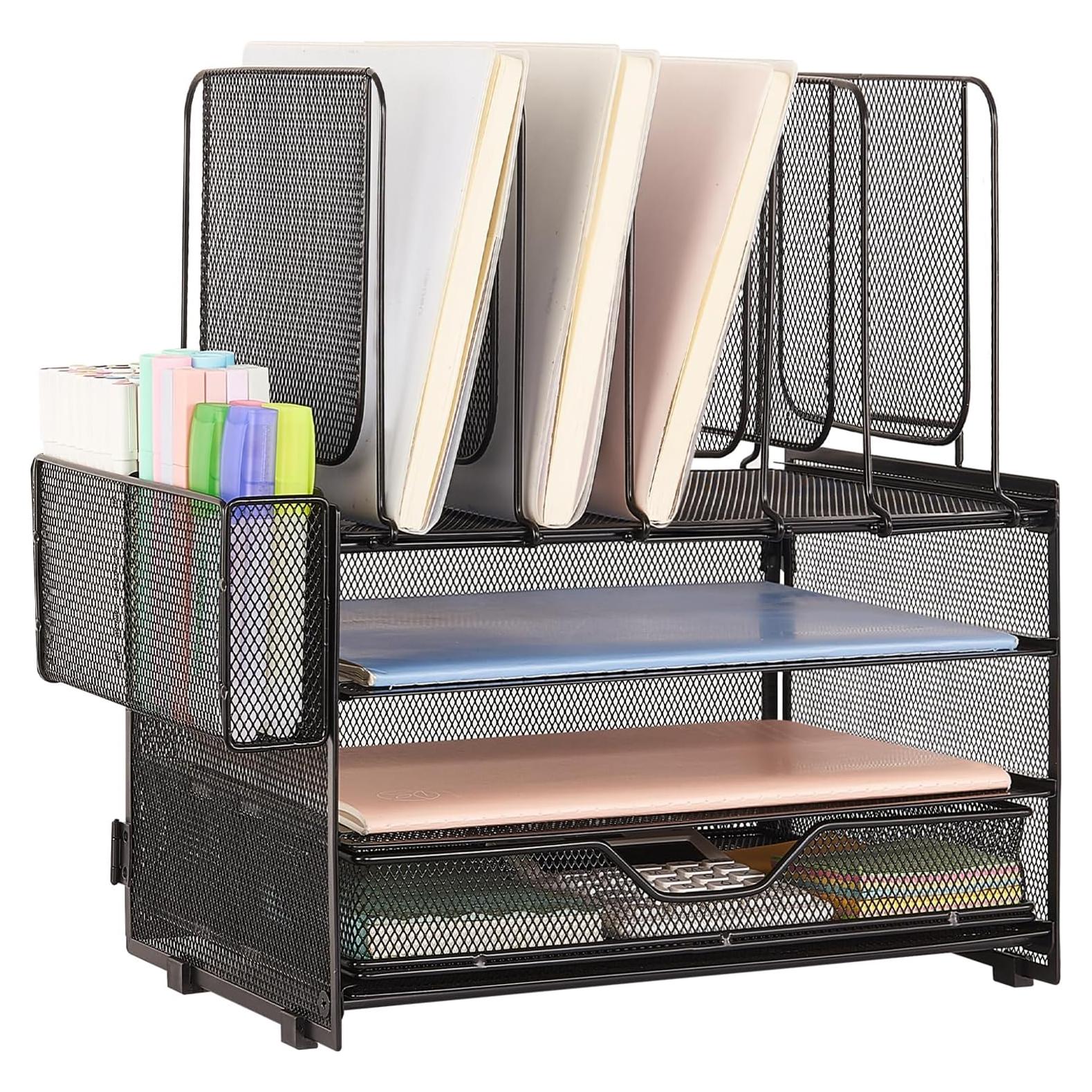 Organizador de Escritorio LEKETREE 3 Niveles con Cajón Negro