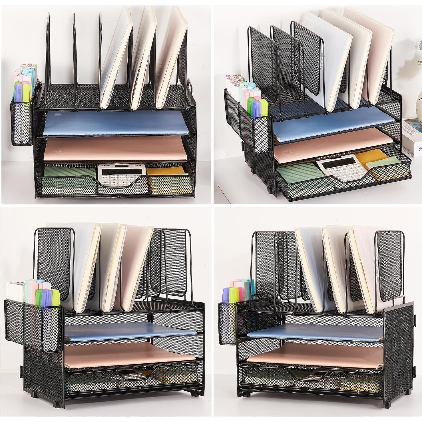 Organizador de Escritorio LEKETREE 3 Niveles con Cajón Negro