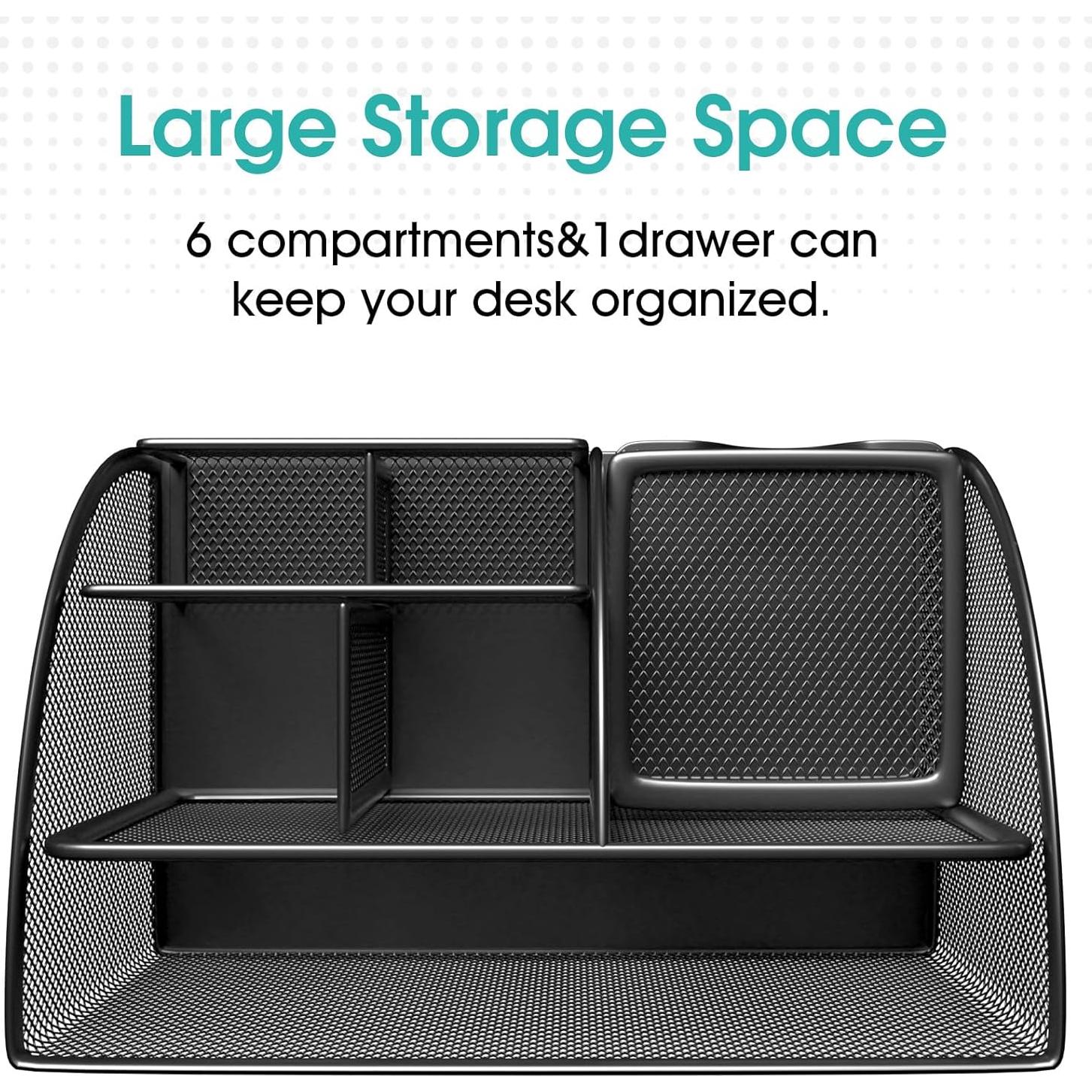 Organizador de Escritorio MaxGear de Malla Metálica 7 Compartimentos