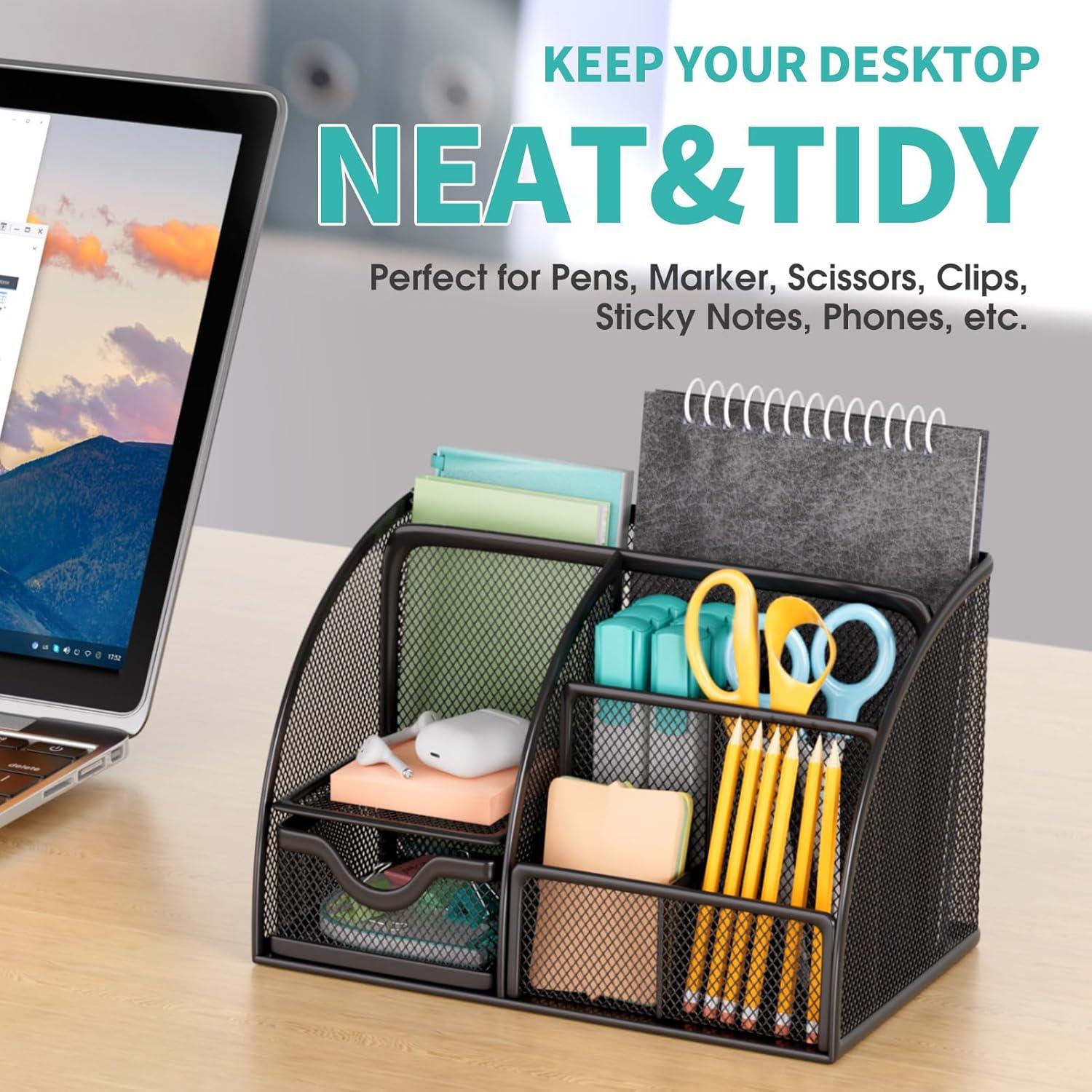 Organizador de Escritorio MaxGear de Malla Metálica 7 Compartimentos