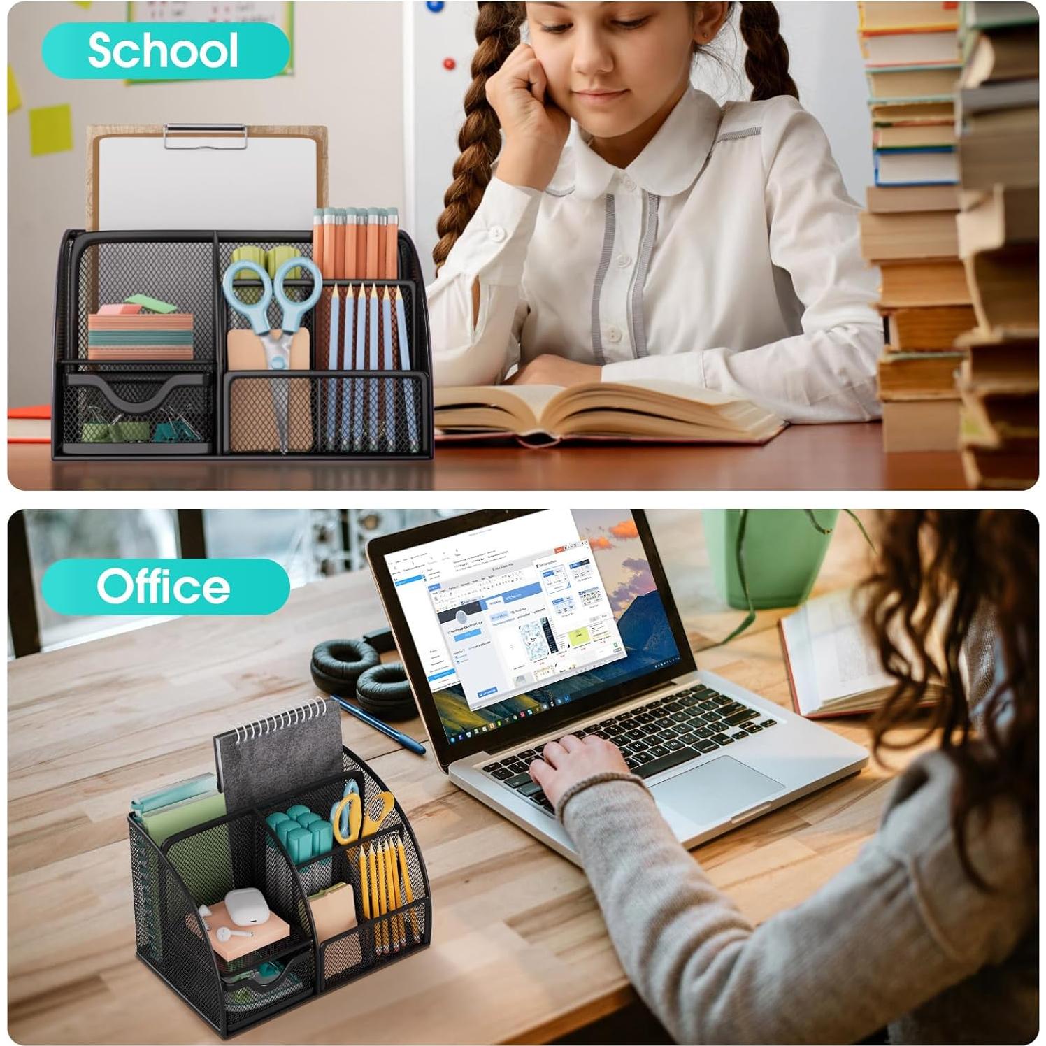 Organizador de Escritorio MaxGear de Malla Metálica 7 Compartimentos