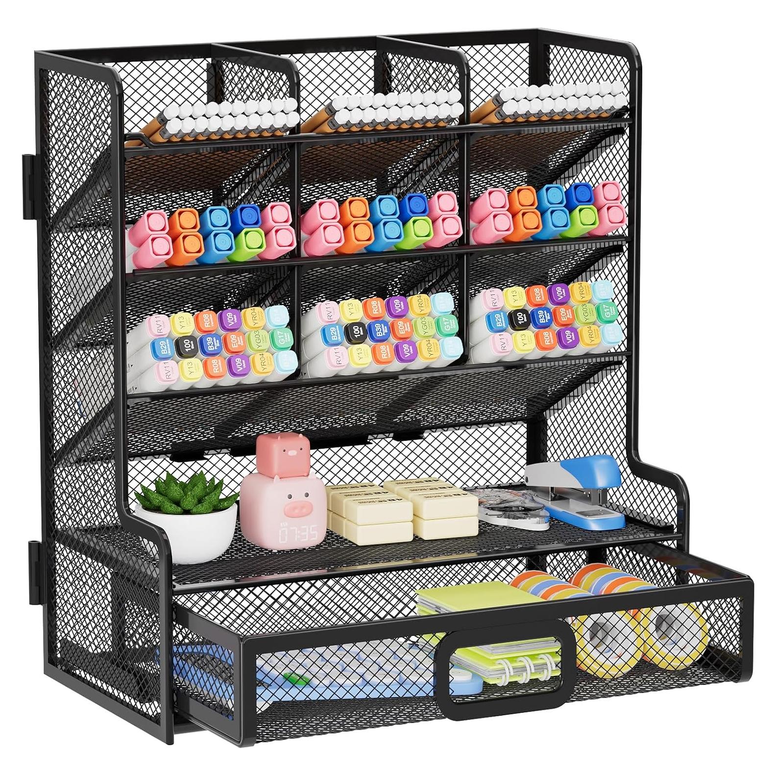 Organizador de Escritorio Marbrasse Malla Grande Negro 25x24.5x13.7cm