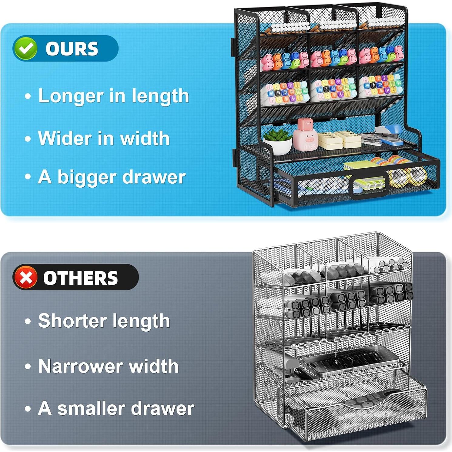 Organizador de Escritorio Marbrasse Malla Grande Negro 25x24.5x13.7cm