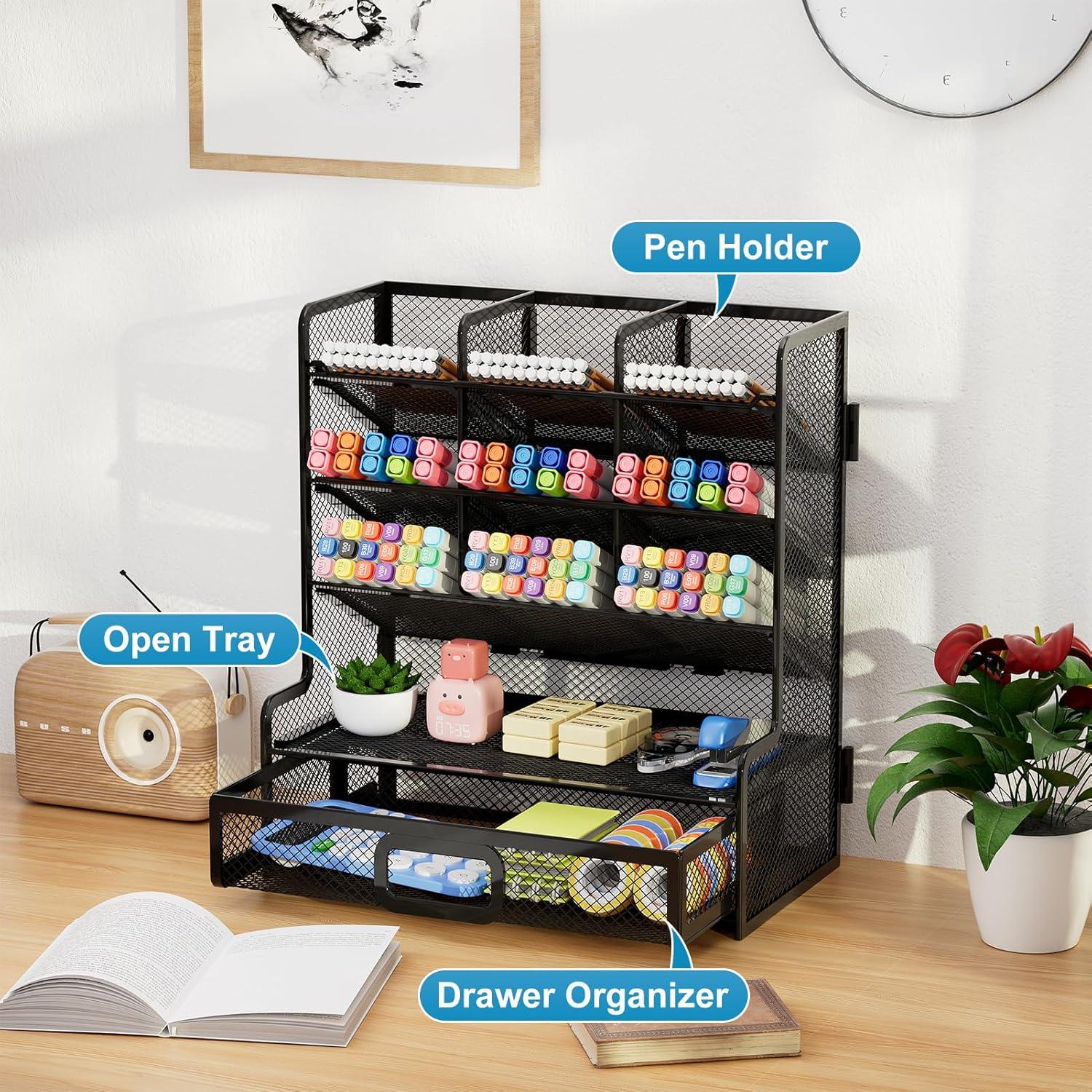 Organizador de Escritorio Marbrasse Malla Grande Negro 25x24.5x13.7cm