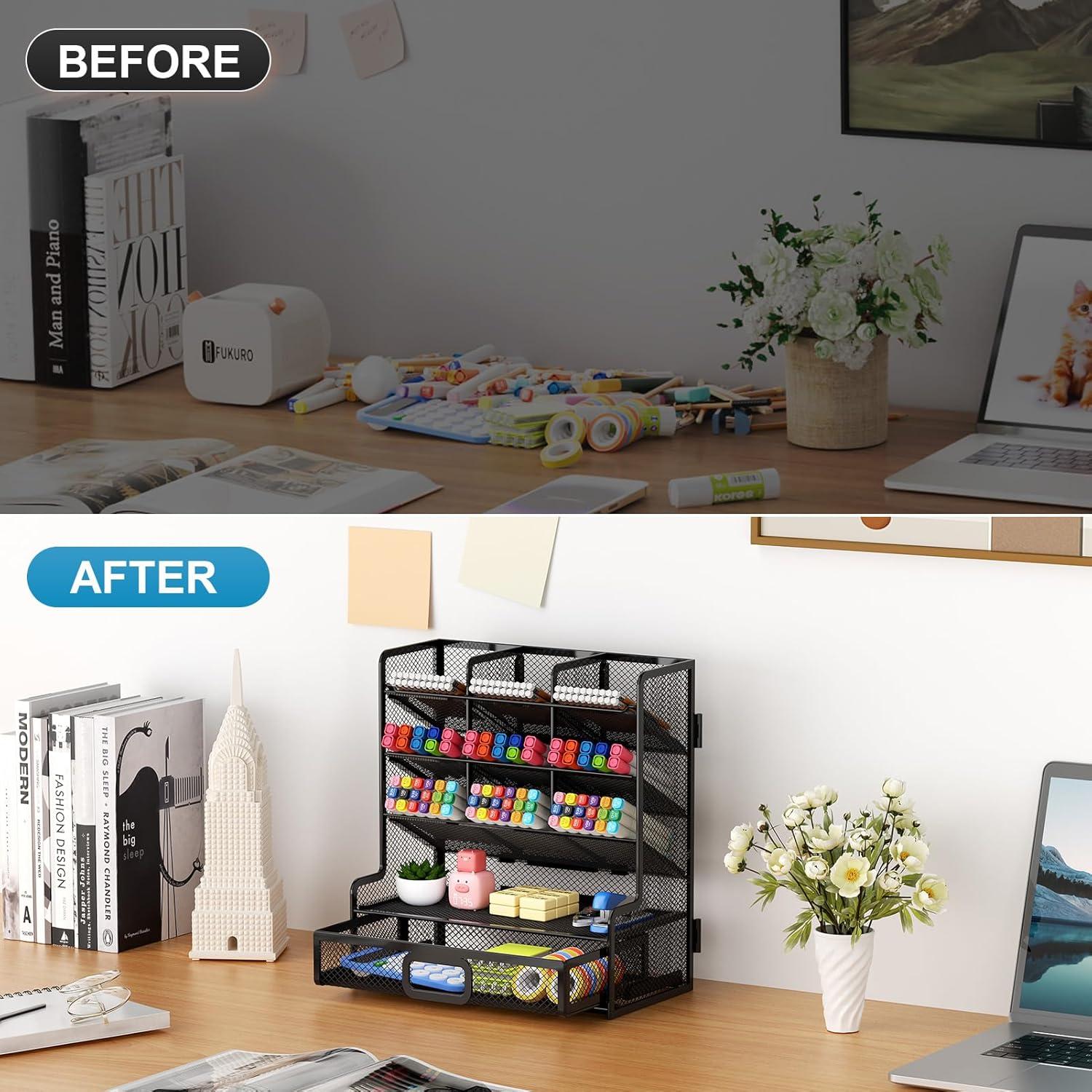 Organizador de Escritorio Marbrasse Malla Grande Negro 25x24.5x13.7cm