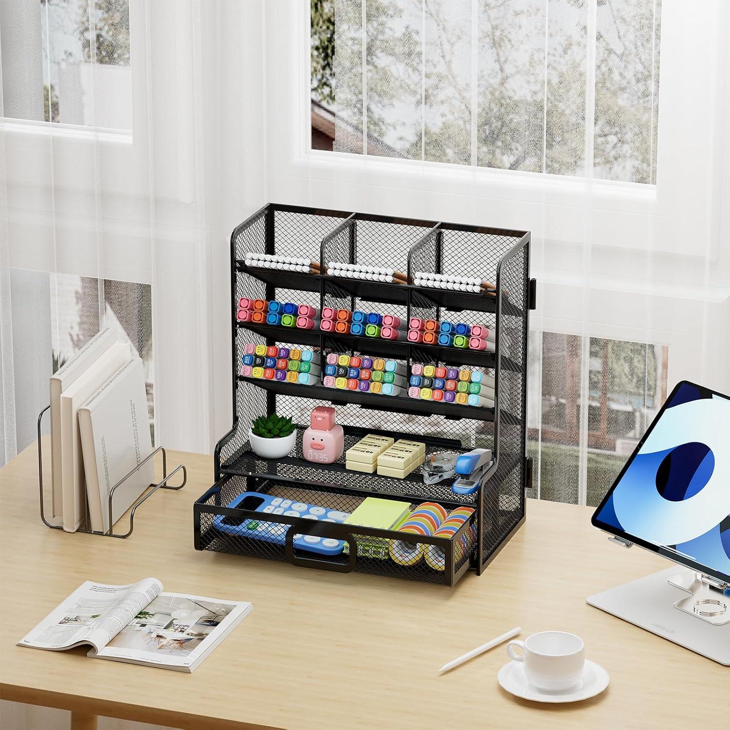 Organizador de Escritorio Marbrasse Malla Grande Negro 25x24.5x13.7cm