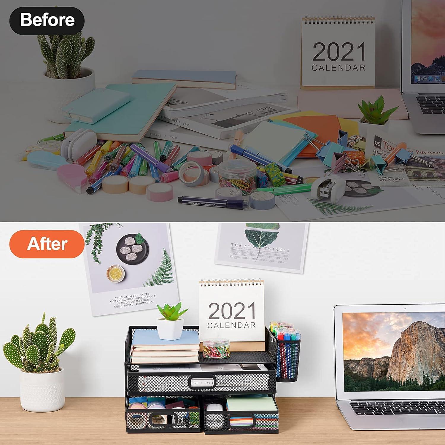 Organizador de Escritorio Marbrasse 3 Niveles Malla Negro