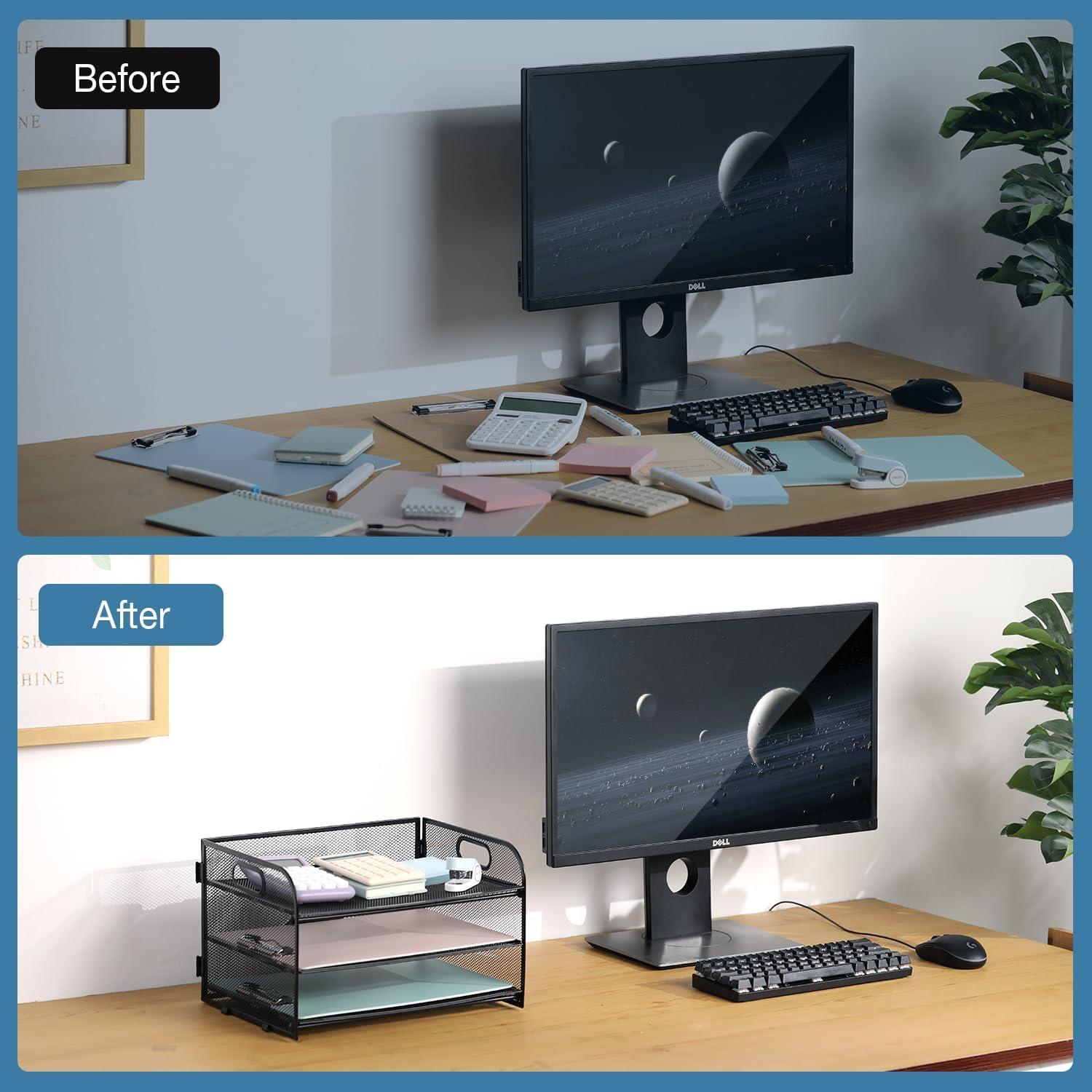 Organizador de Escritorio NCXTKJ 3 Niveles Malla Negro