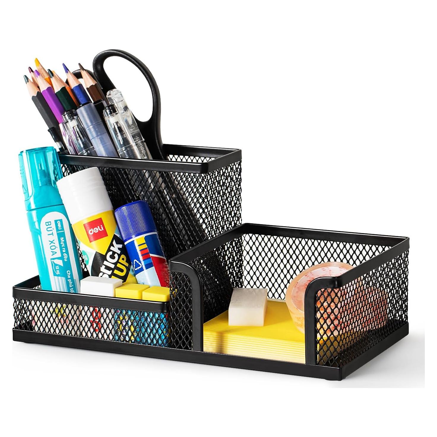 Organizador de Escritorio Deli 3 Compartimentos Negro