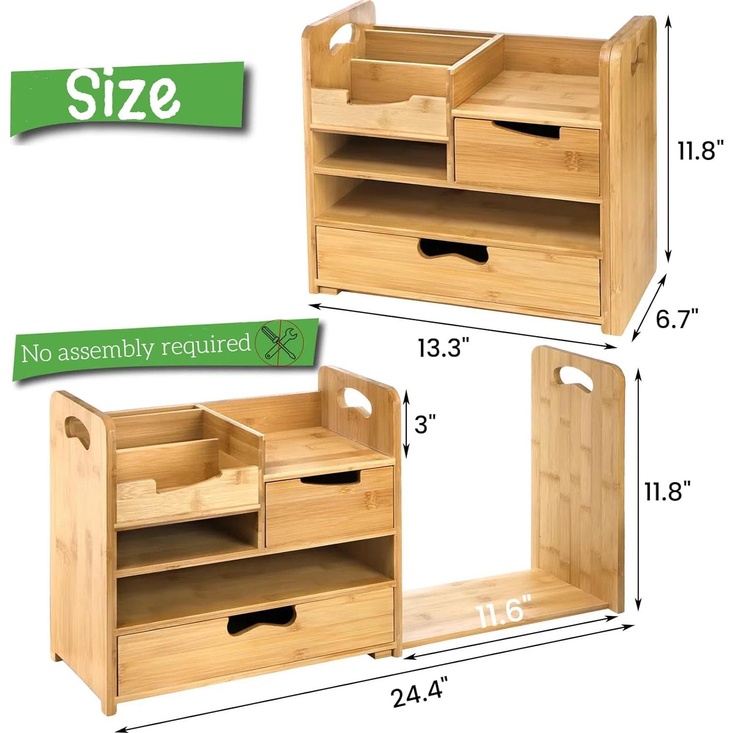 Organizador de Escritorio ZOOFOX de Bambú Expandible 4 Niveles