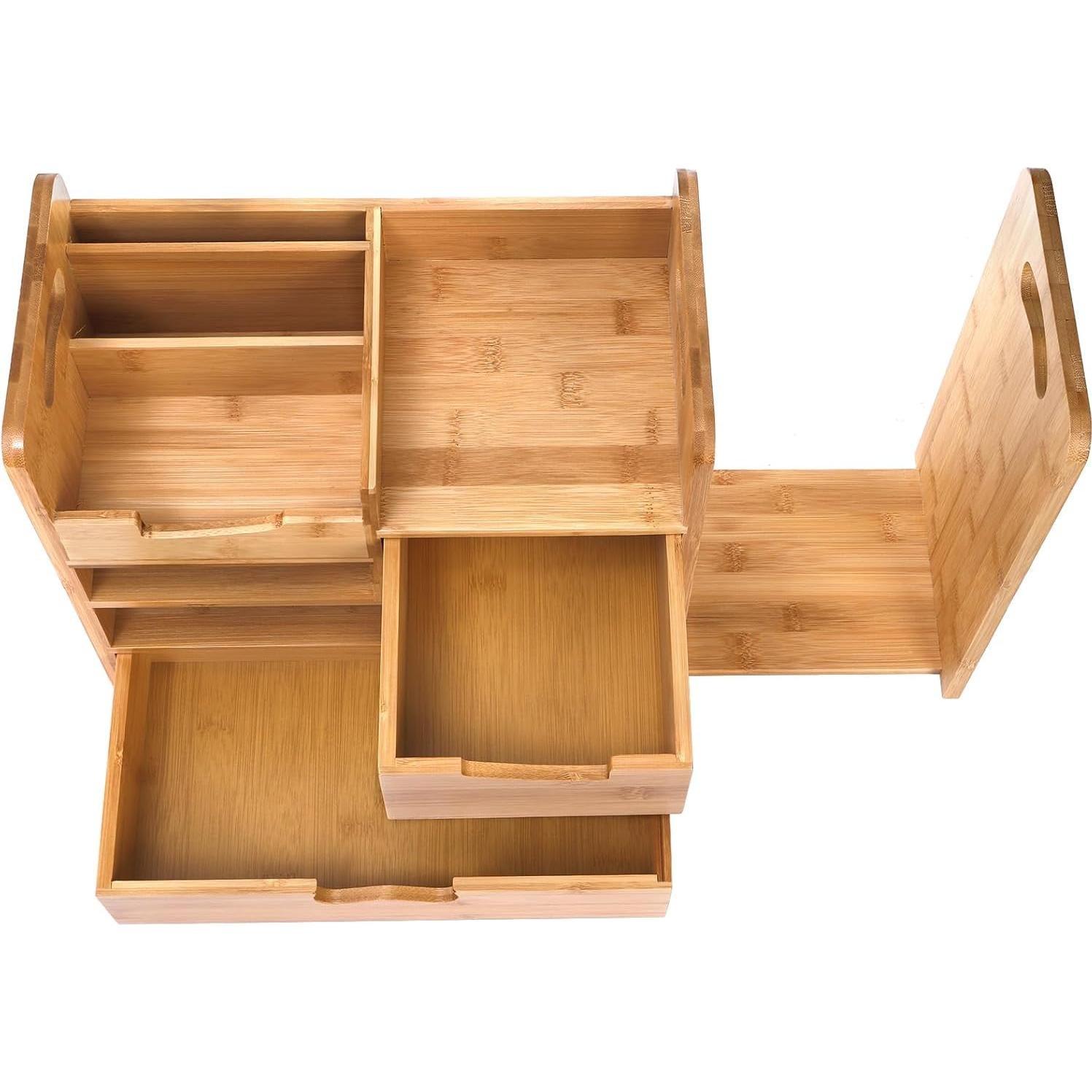 Organizador de Escritorio ZOOFOX de Bambú Expandible 4 Niveles