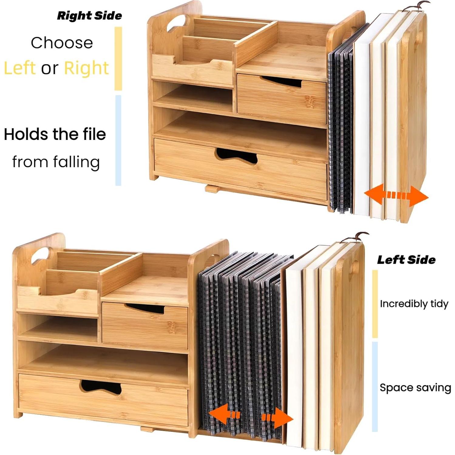 Organizador de Escritorio ZOOFOX de Bambú Expandible 4 Niveles