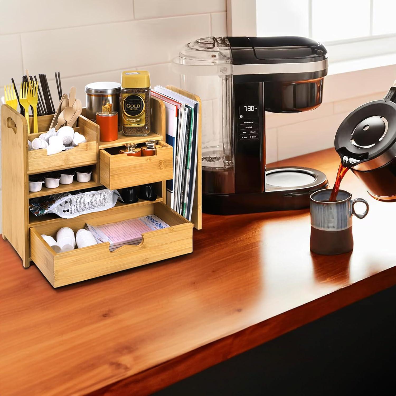 Organizador de Escritorio ZOOFOX de Bambú Expandible 4 Niveles