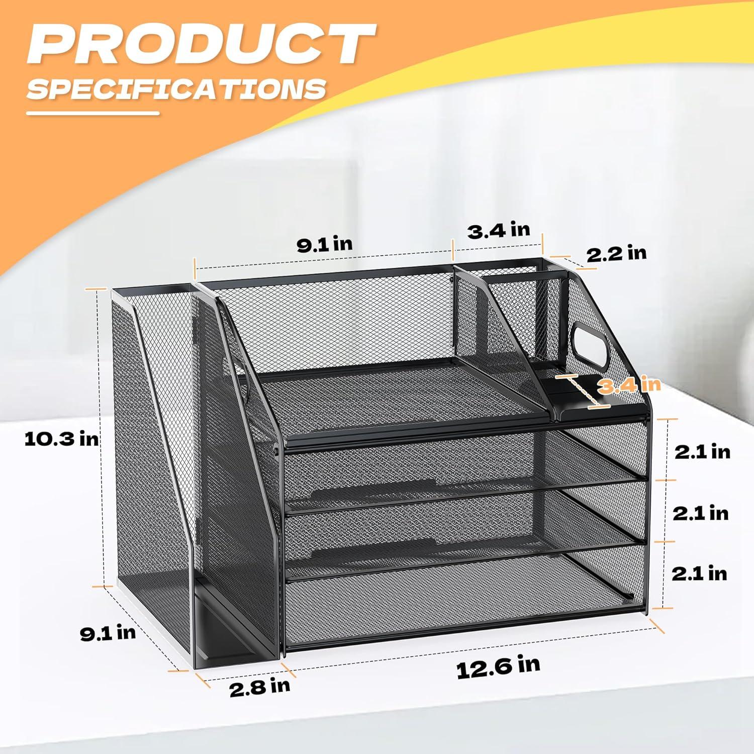 Organizador de Escritorio Docnest 4 Niveles Malla Negro