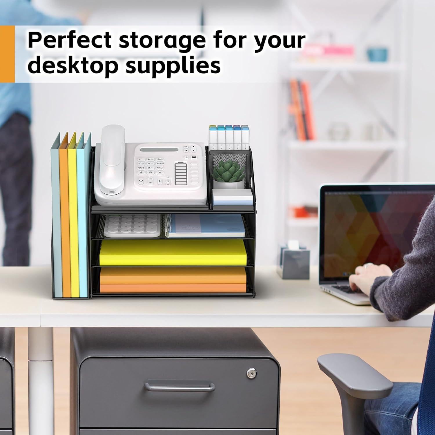 Organizador de Escritorio Docnest 4 Niveles Malla Negro