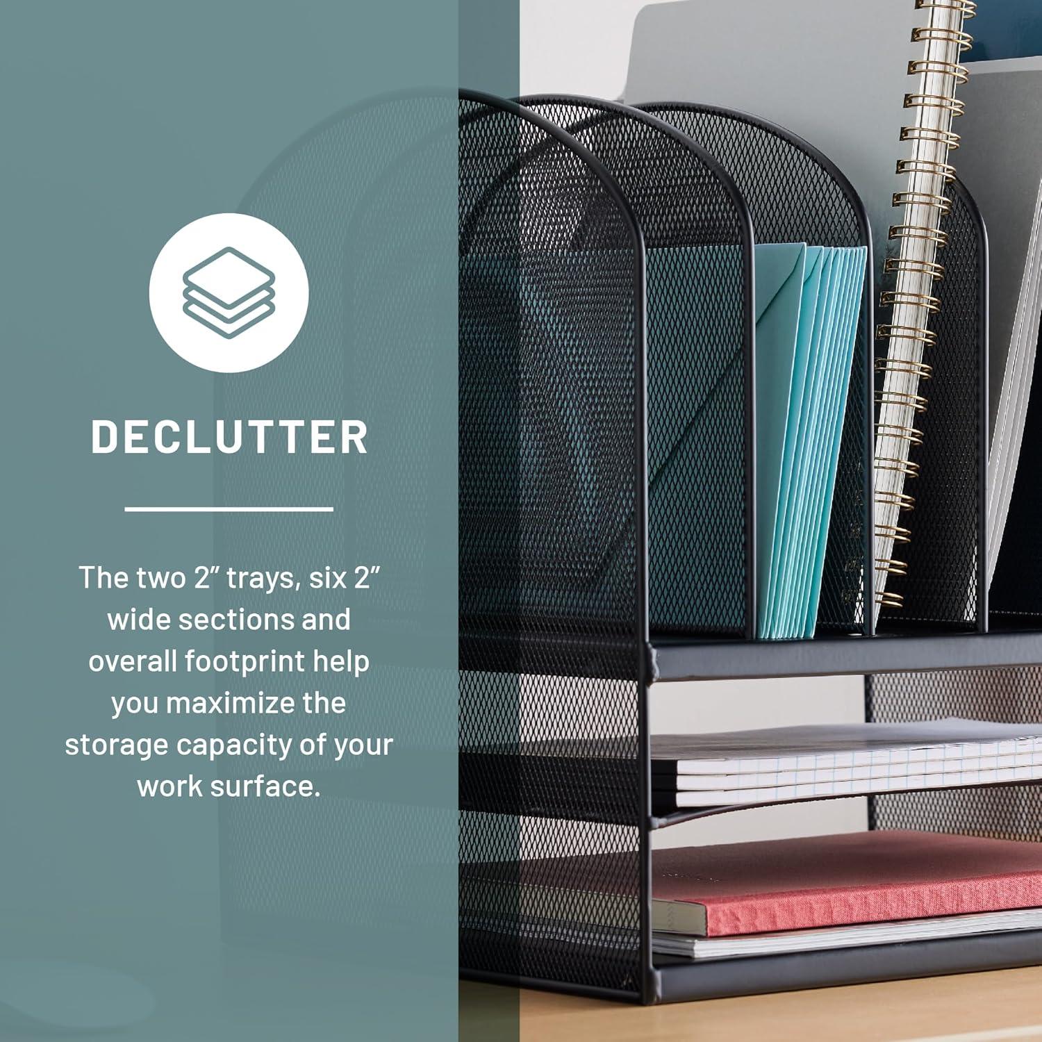 Organizador de Escritorio Safco Onyx, 2 Bandejas y 6 Compartimentos