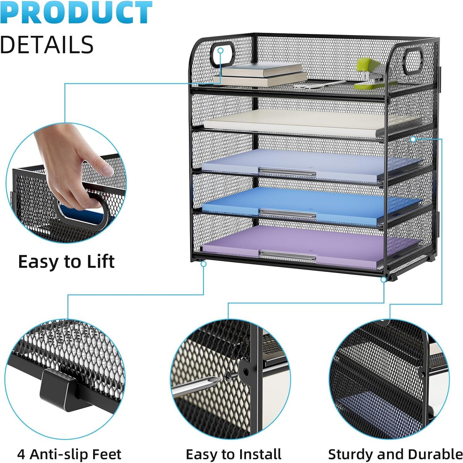 Organizador de Papel Marbrasse 5 Niveles Malla Negro