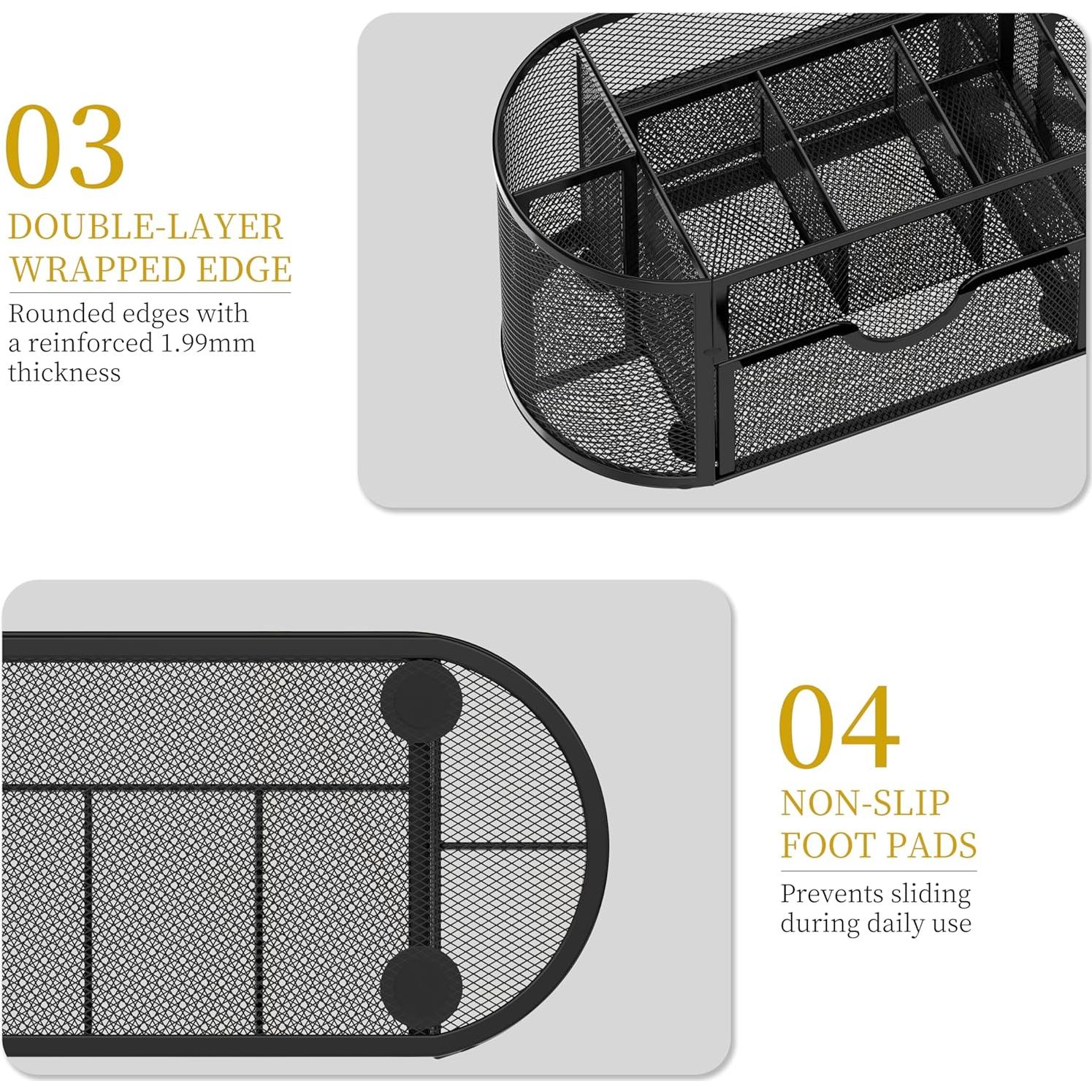 Organizador de Escritorio SUPEASY con 9 Compartimentos Negro