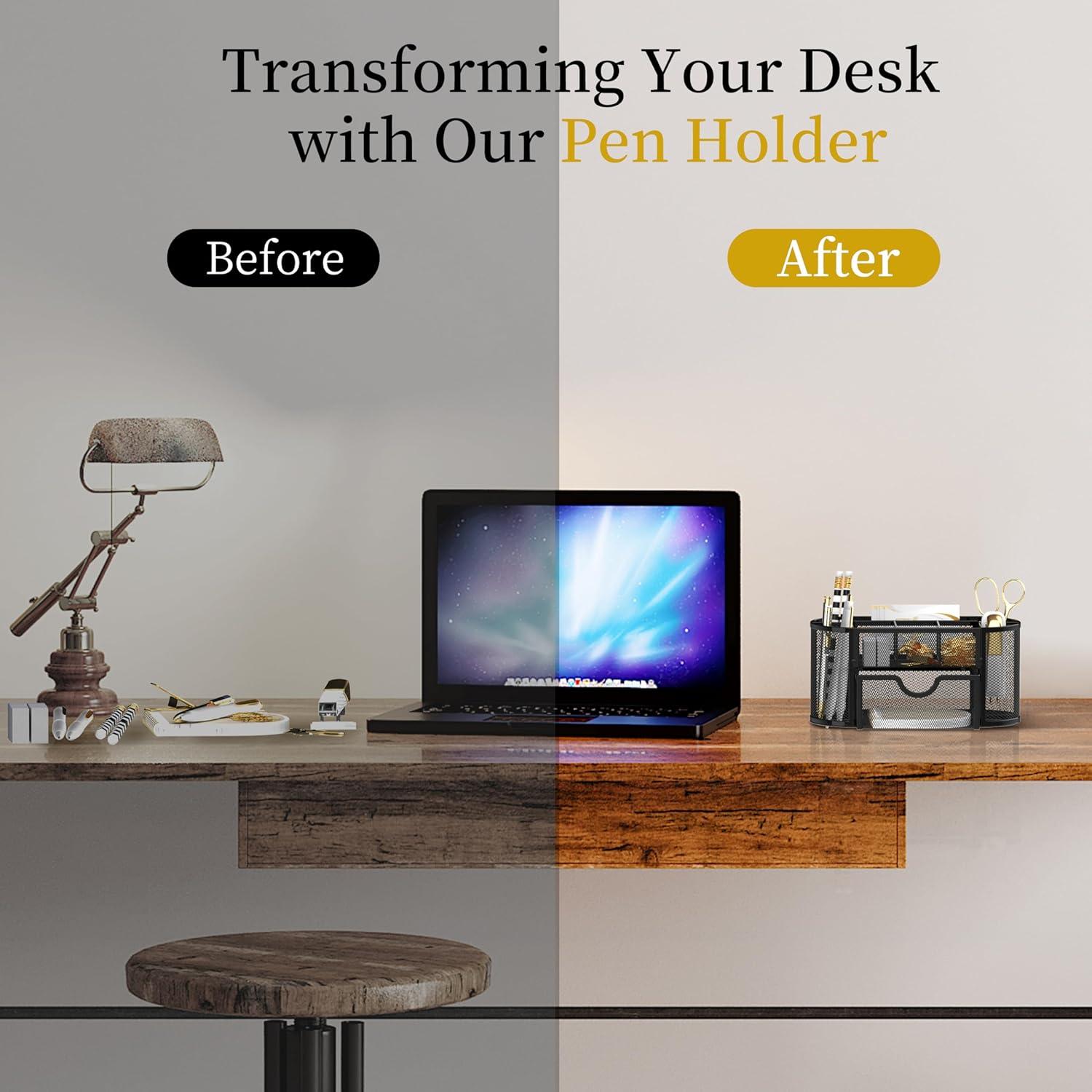 Organizador de Escritorio SUPEASY con 9 Compartimentos Negro