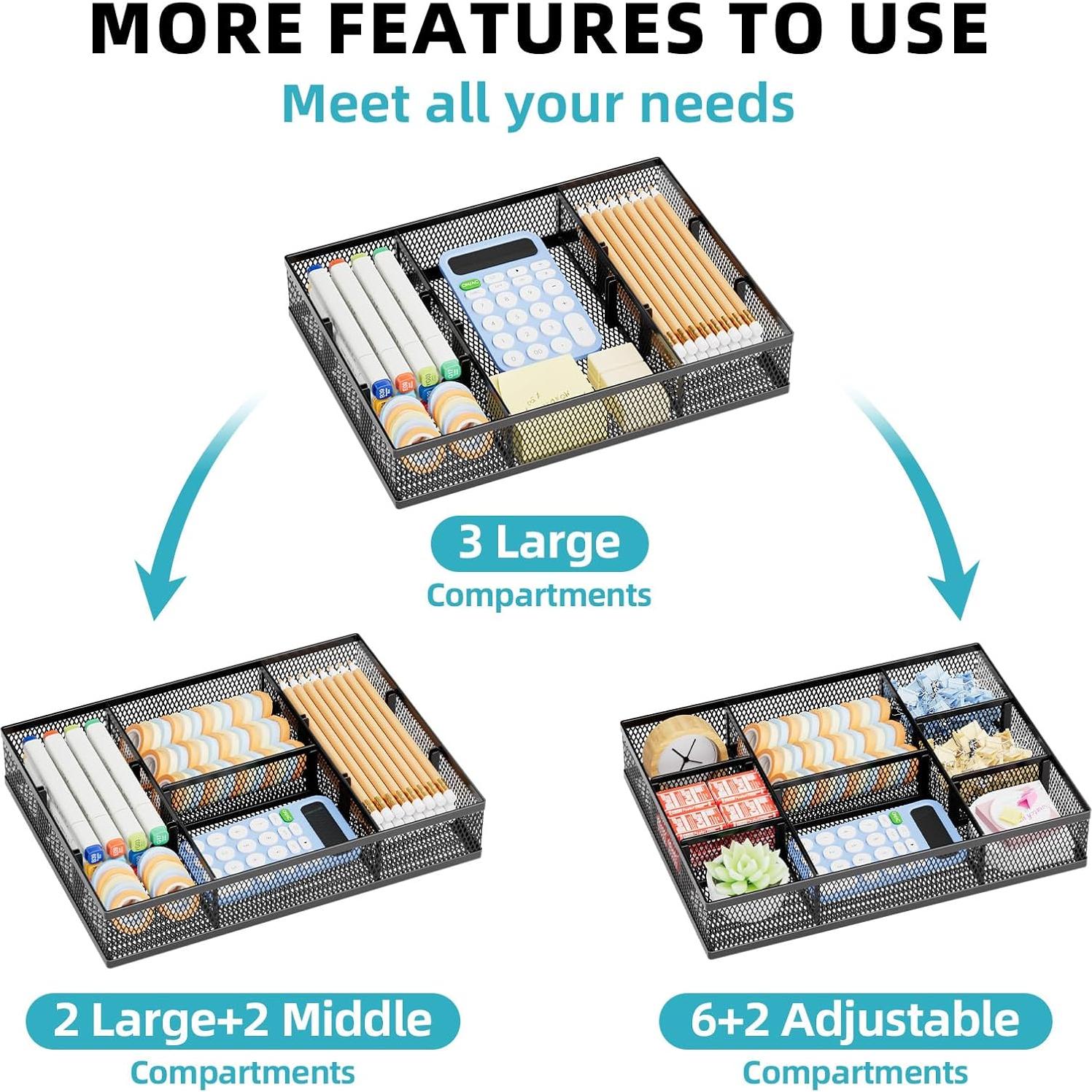 Organizador de Cajón Marbrasse 2 Pack con Divisores Ajustables