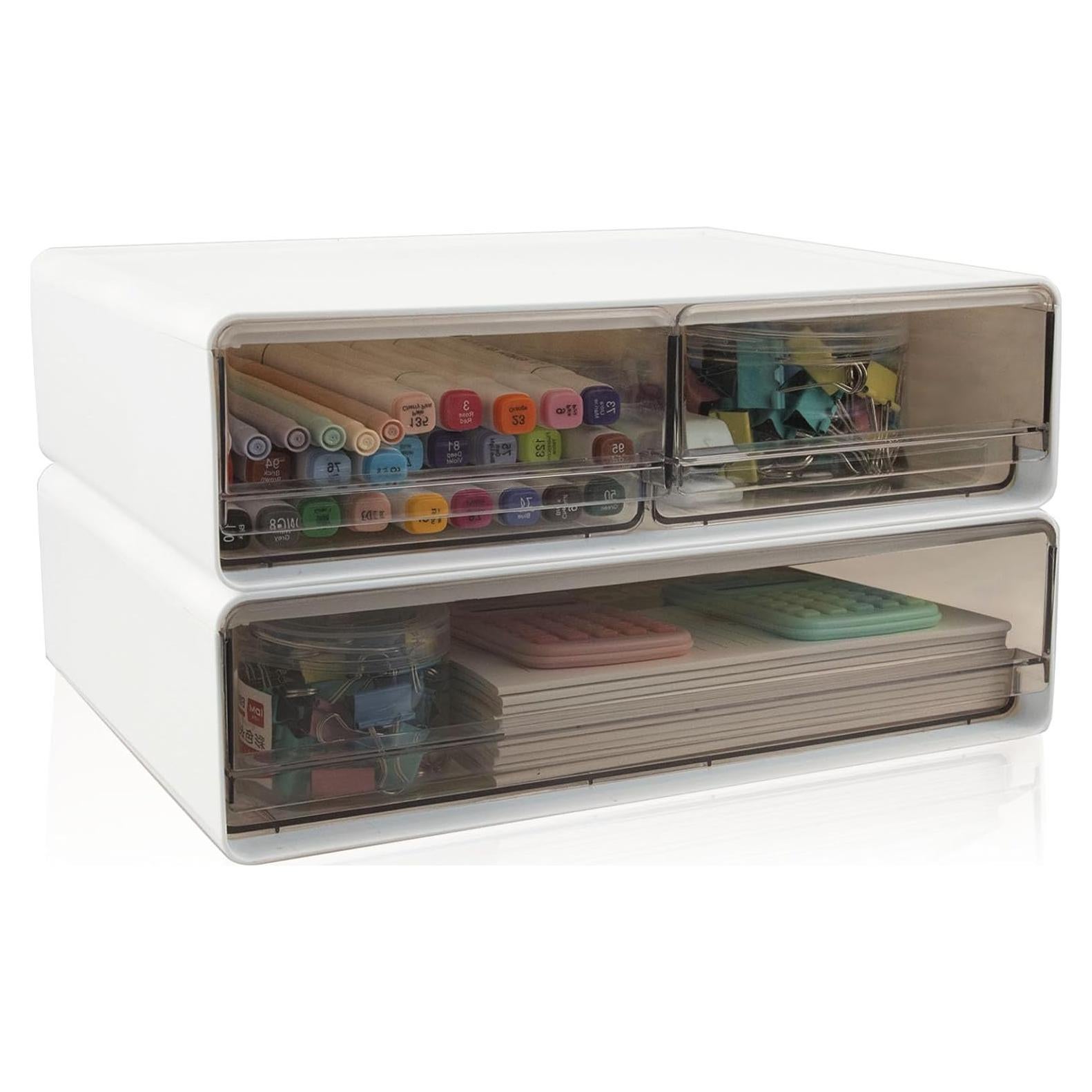 Organizador de Escritorio Zyners Blanco 3 Cajones Apilables