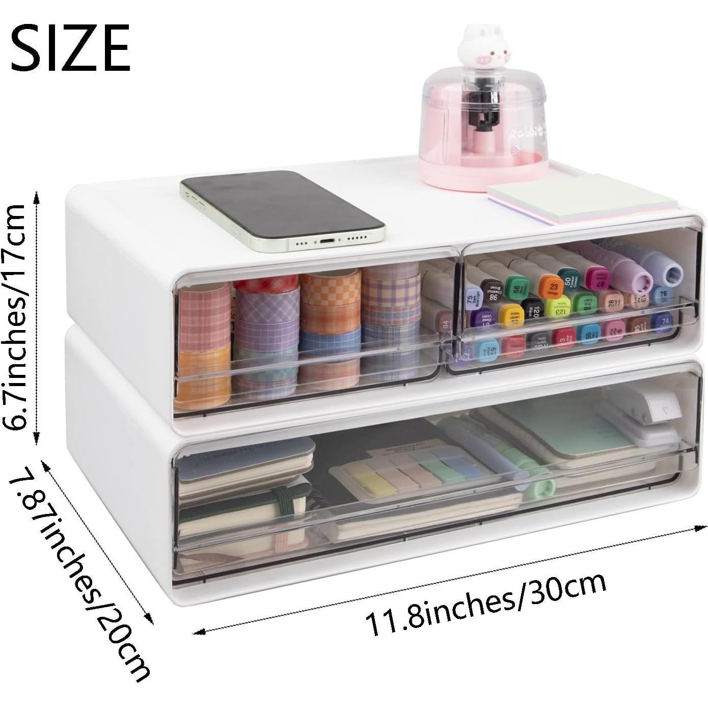 Organizador de Escritorio Zyners Blanco 3 Cajones Apilables