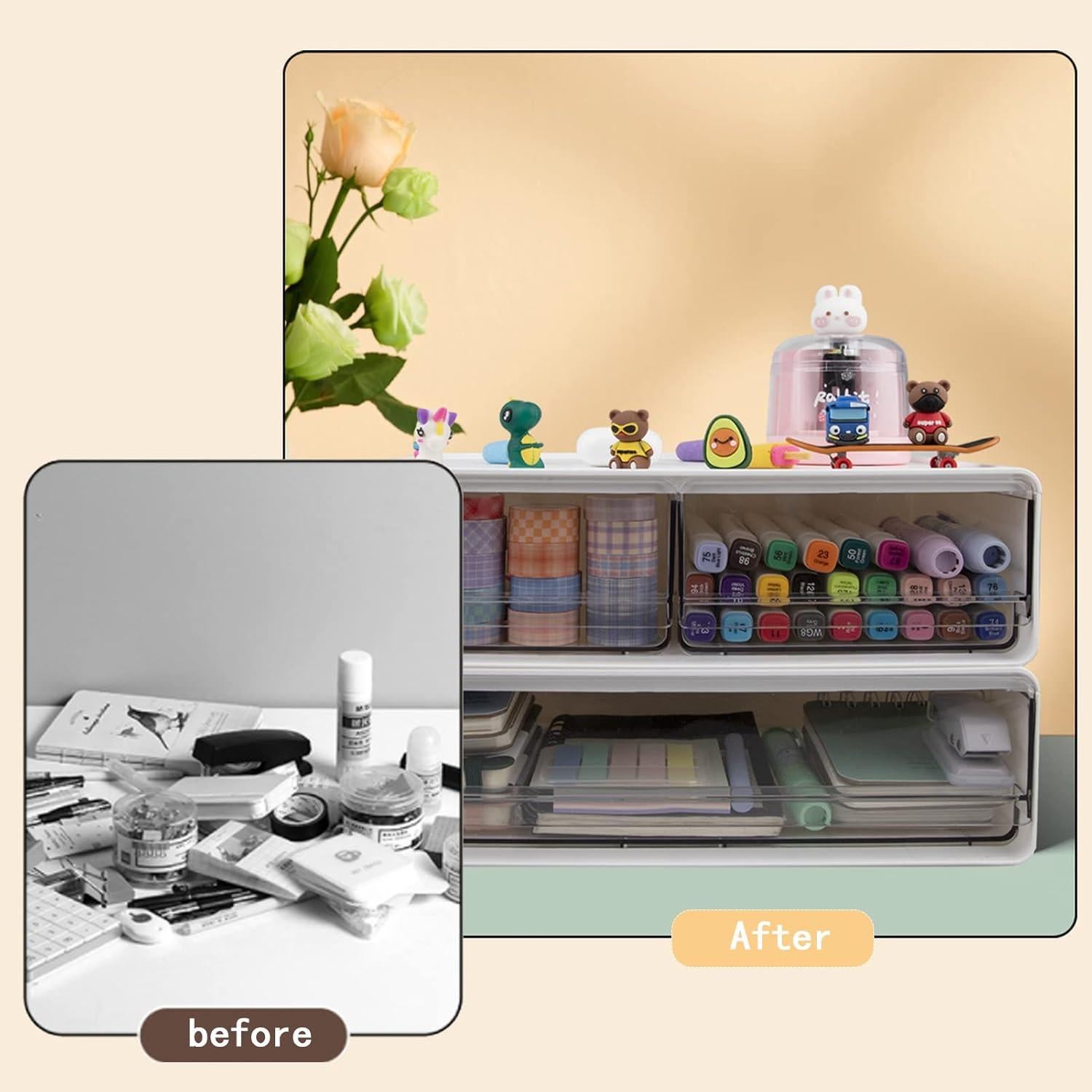 Organizador de Escritorio Zyners Blanco 3 Cajones Apilables