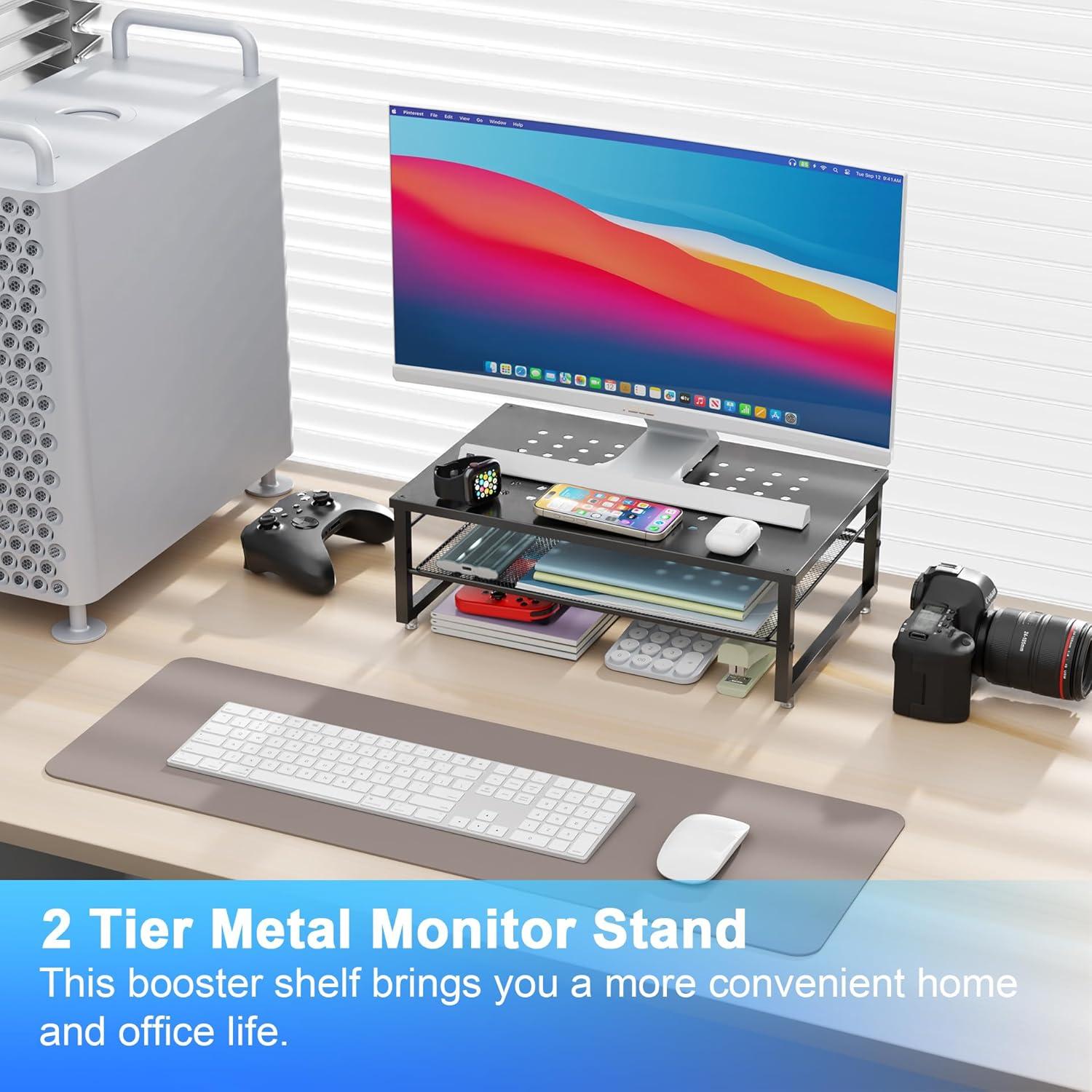 Soporte Elevador de Monitor Metal Gianotter D-3 Negro 39.9x25.9cm