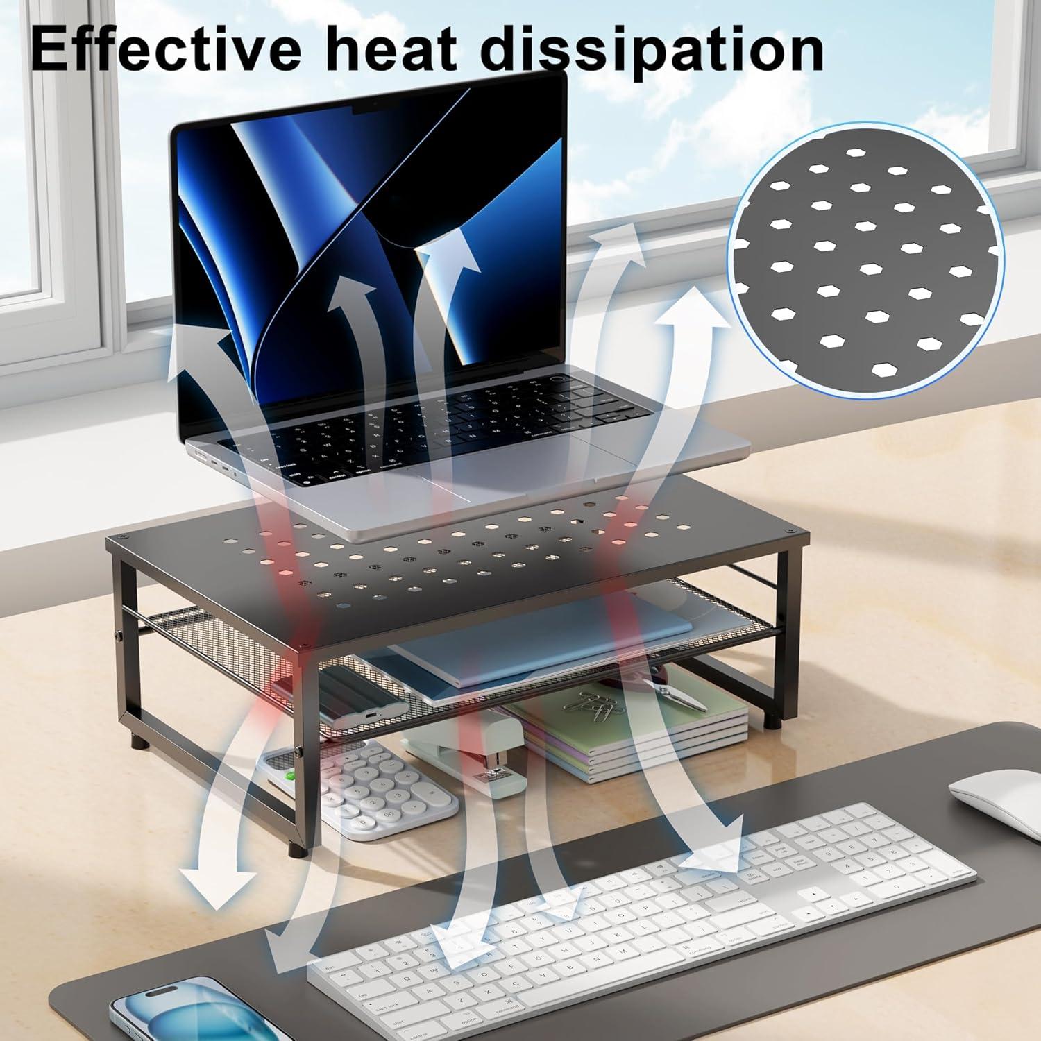 Soporte Elevador de Monitor Metal Gianotter D-3 Negro 39.9x25.9cm