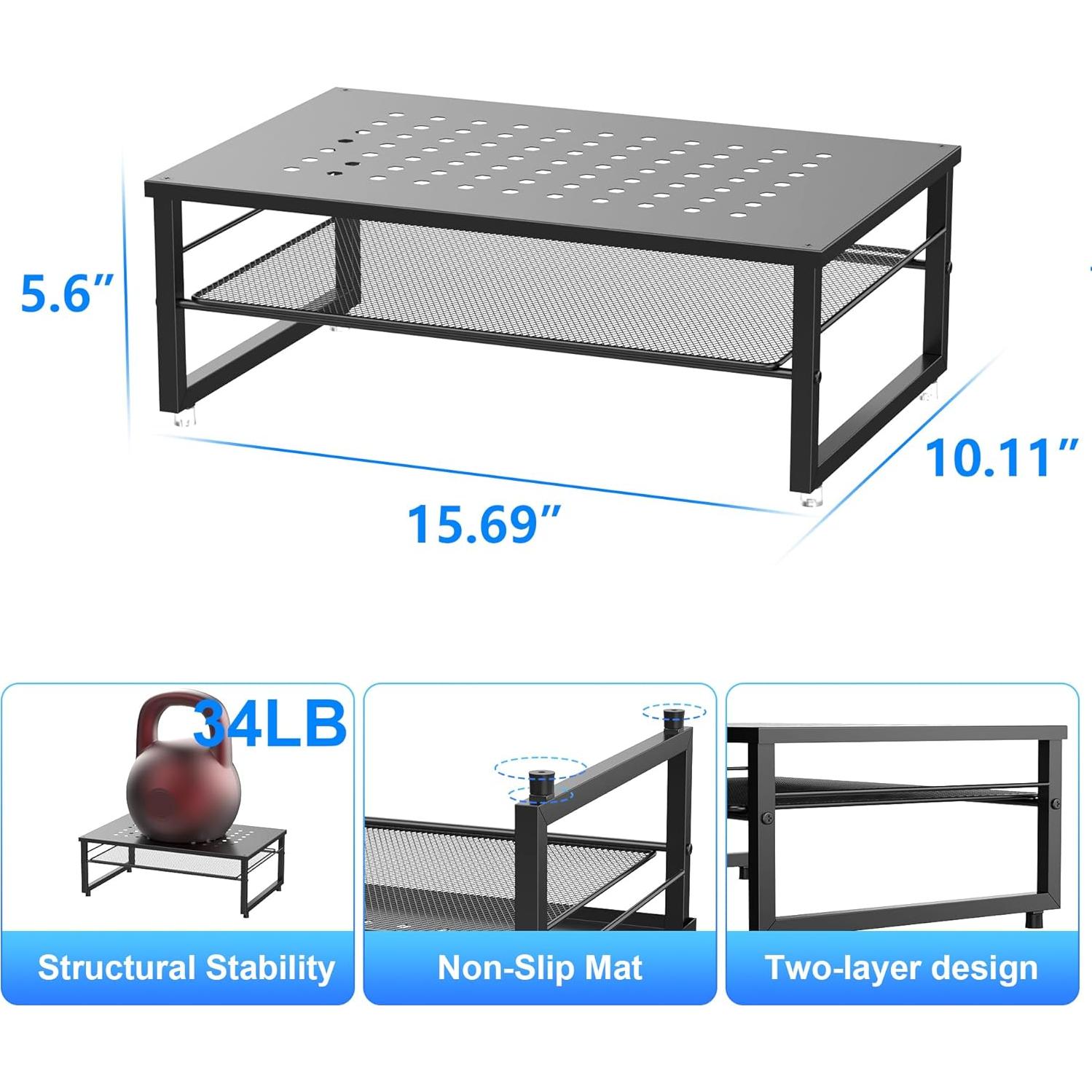 Soporte Elevador de Monitor Metal Gianotter D-3 Negro 39.9x25.9cm