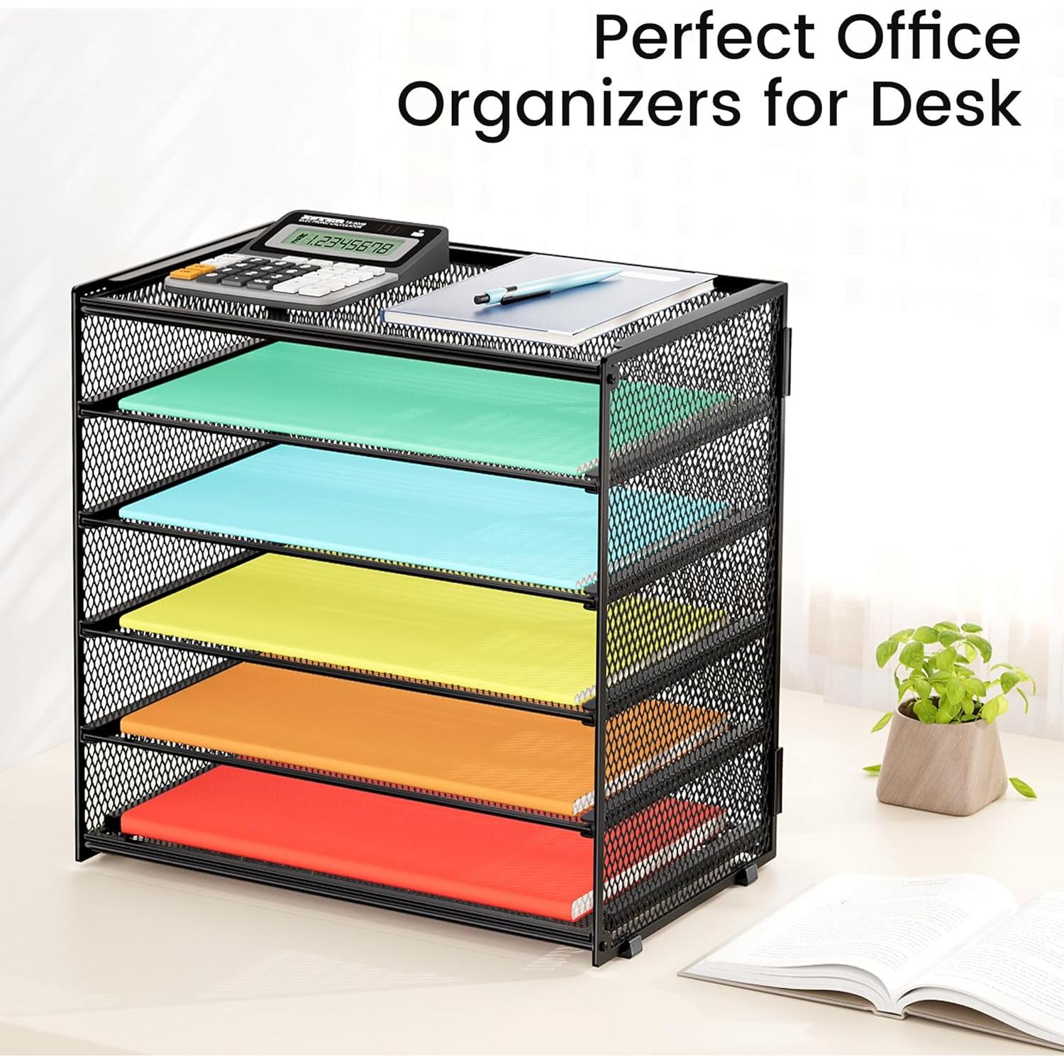 Organizador de Papel de Escritorio Biciyarn 6 Niveles Negro