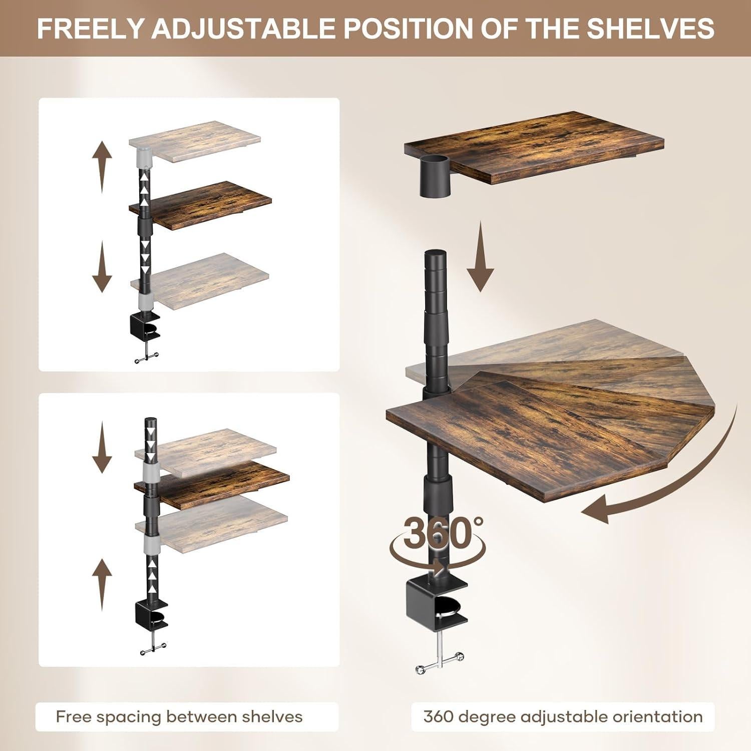 Estante de Escritorio PawsWhirl 3 Niveles Ajustable 14.97 kg