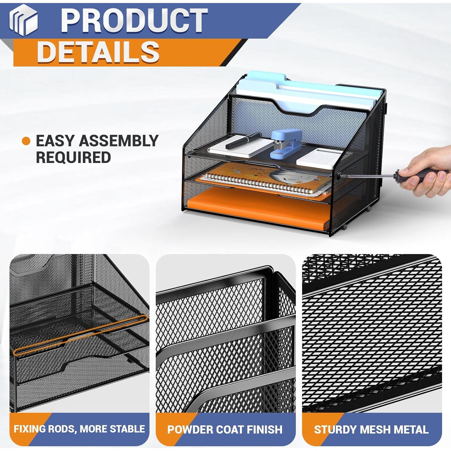 Organizador de Escritorio Gawerk con 3 Bandejas y 2 Soportes Verticales