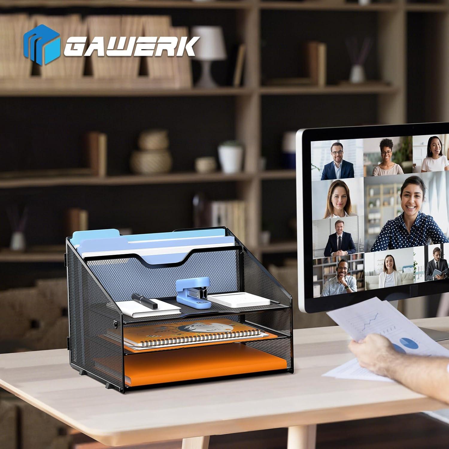 Organizador de Escritorio Gawerk con 3 Bandejas y 2 Soportes Verticales
