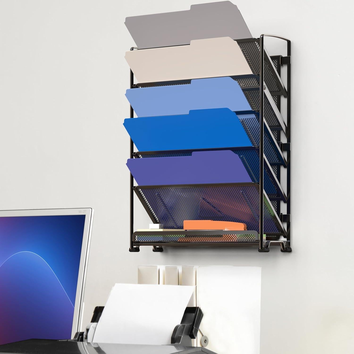 Organizador de Documentos de Pared Simple Houseware 6 Niveles Negro