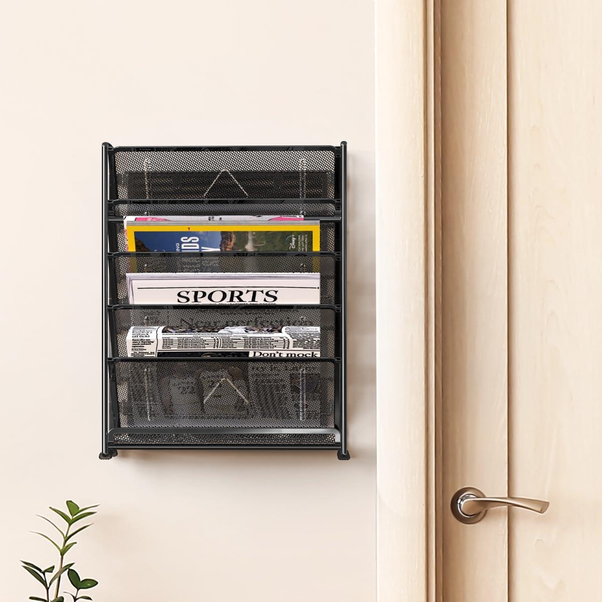 Organizador de Documentos de Pared Simple Houseware 6 Niveles Negro