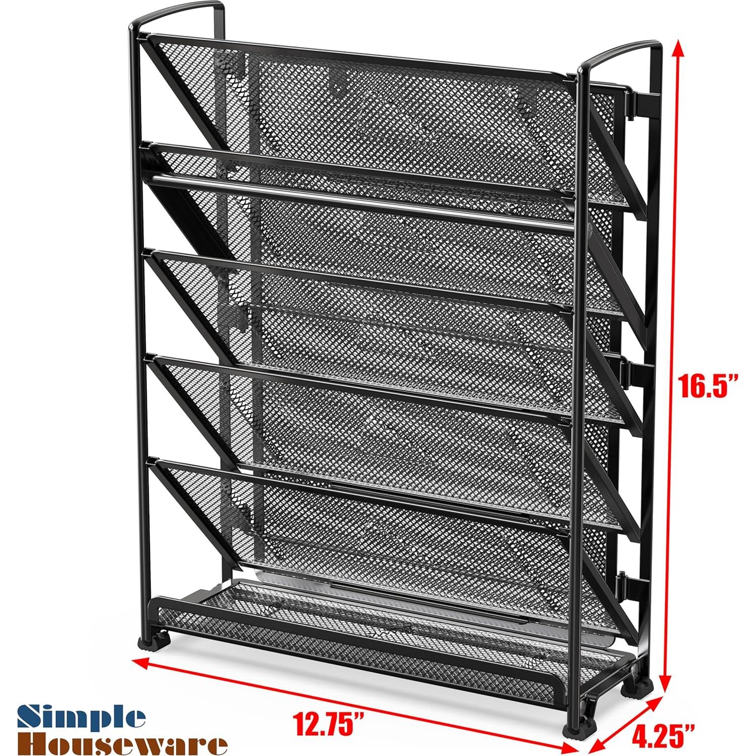 Organizador de Documentos de Pared Simple Houseware 6 Niveles Negro