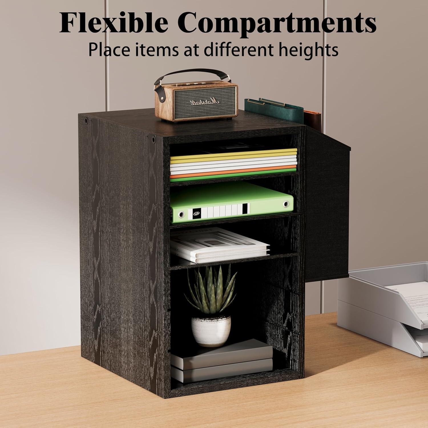 Organizador de Papel de Madera Unionly 6 Ranuras Negro