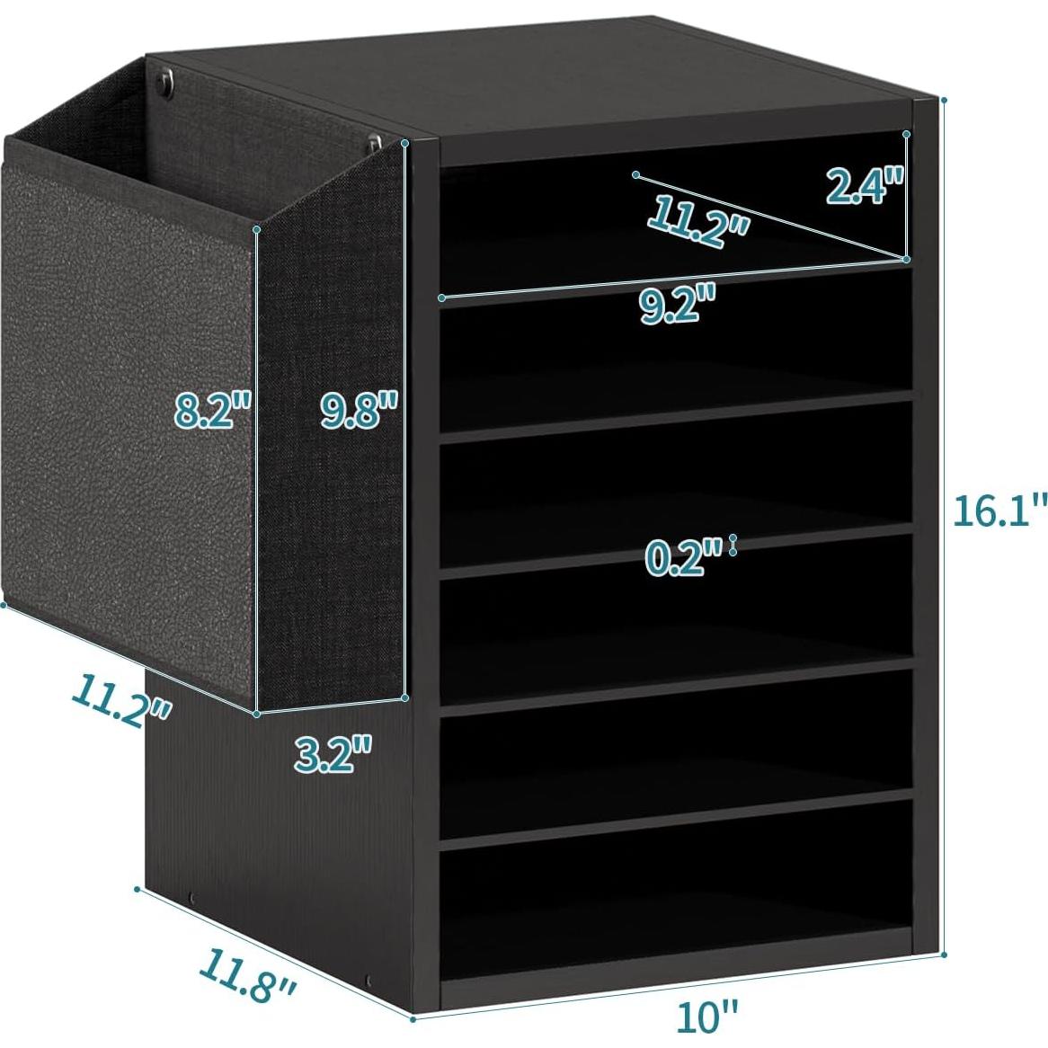 Organizador de Papel de Madera Unionly 6 Ranuras Negro
