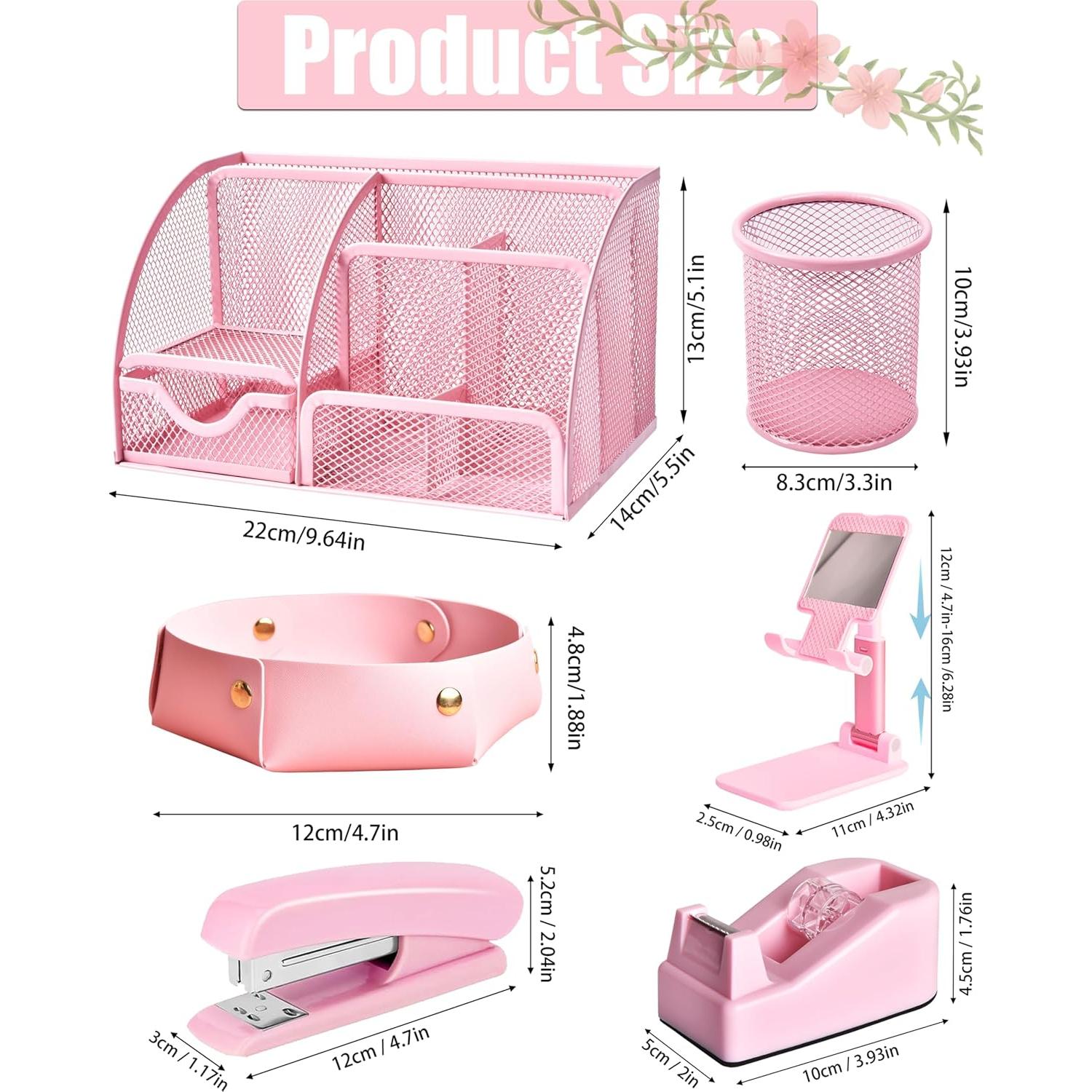 Set de Accesorios de Escritorio Rosa LXEVIHK 24 Piezas