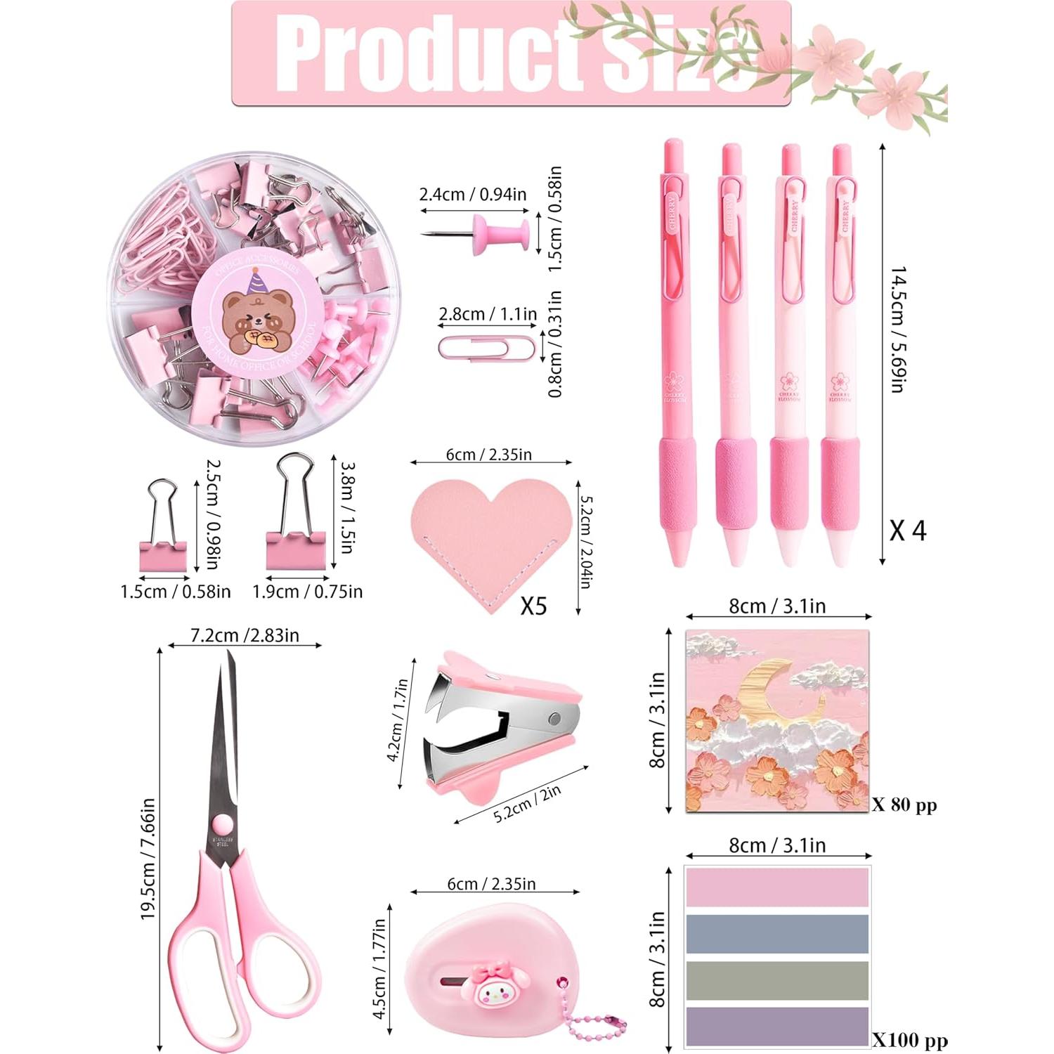 Set de Accesorios de Escritorio Rosa LXEVIHK 24 Piezas