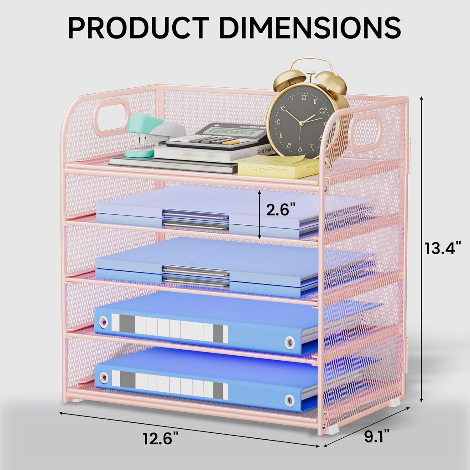 Organizador de Papel Kinkota Rosa 5 Niveles Malla Metal